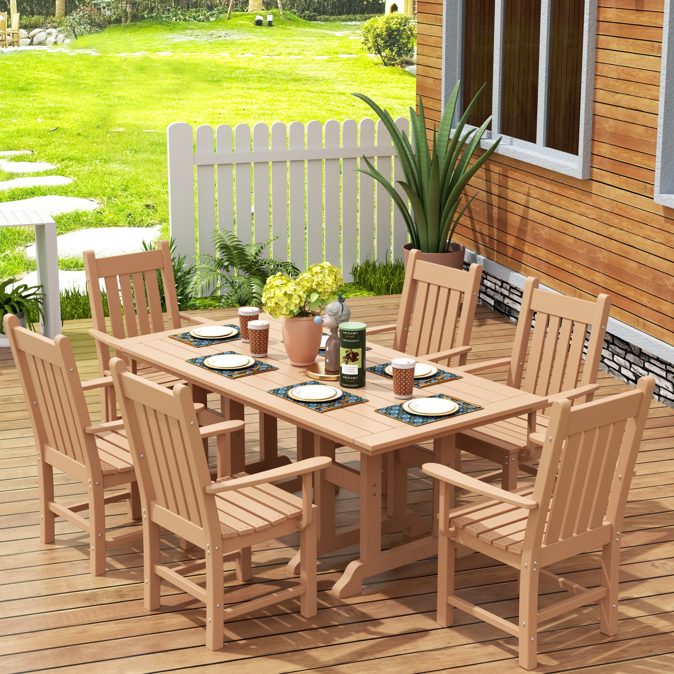 Paradise 7 Piece Outdoor Patio Dining Set Outdoor Table and Armchair Set