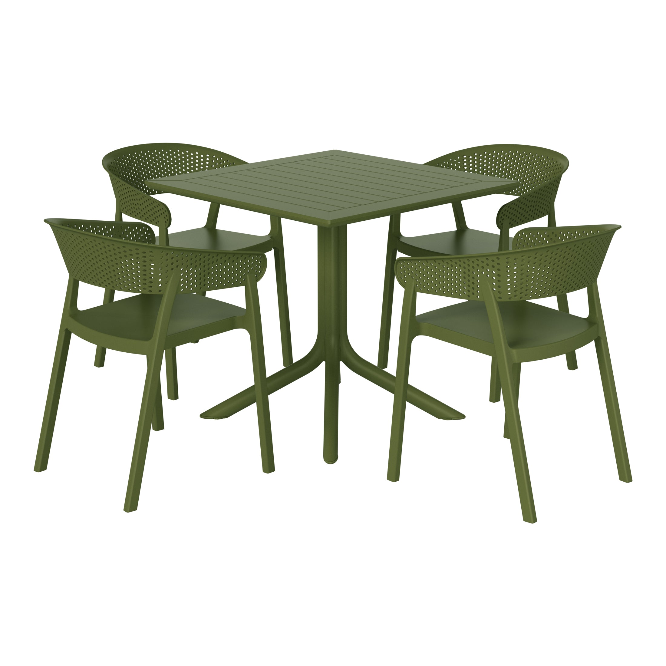 Sunshine 5-Piece Outdoor Resin Square Patio Dining Table Set with Stackable Patio Dining Chairs