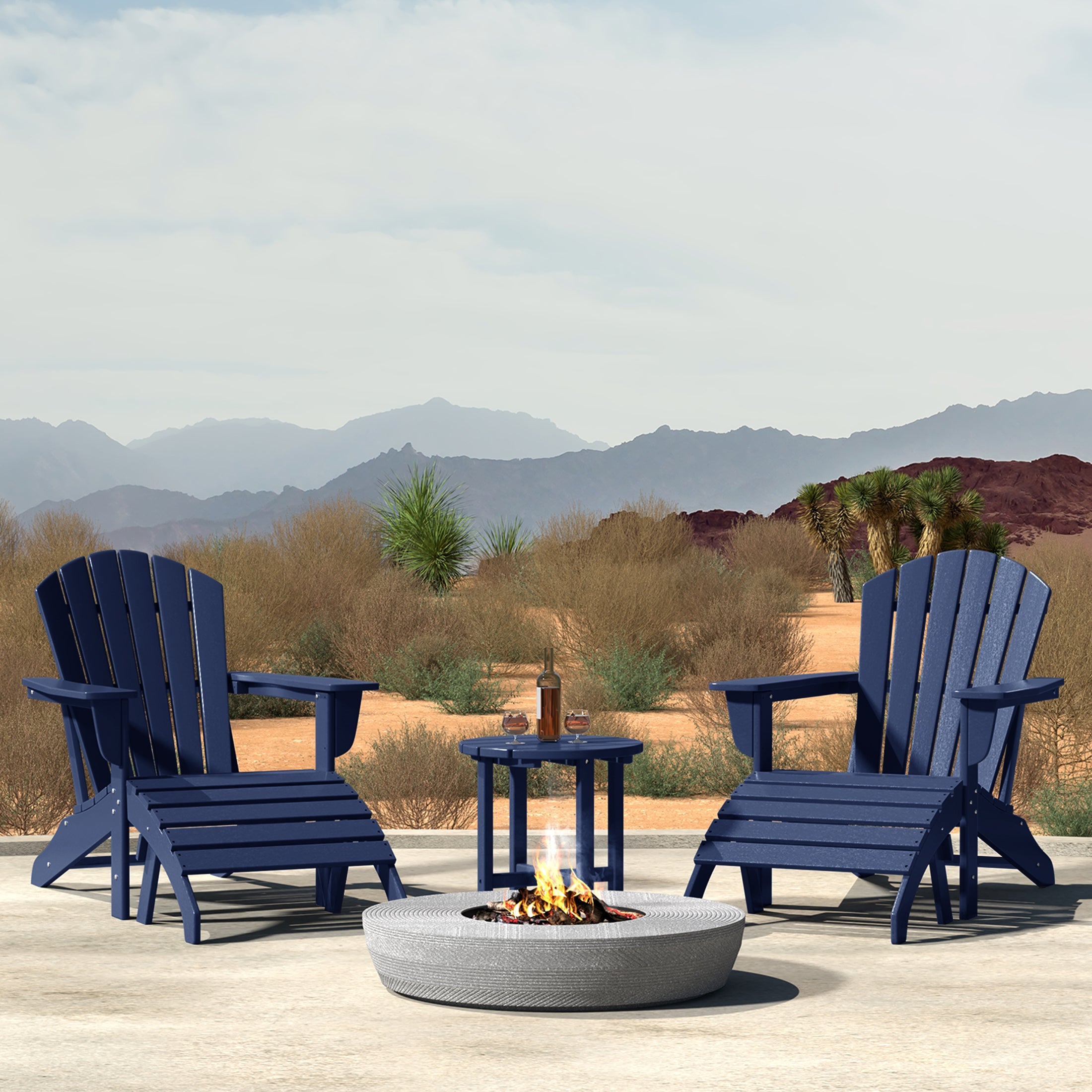 Portside Outdoor Adirondack Chair With Ottoman And Side Table 5-Piece Set