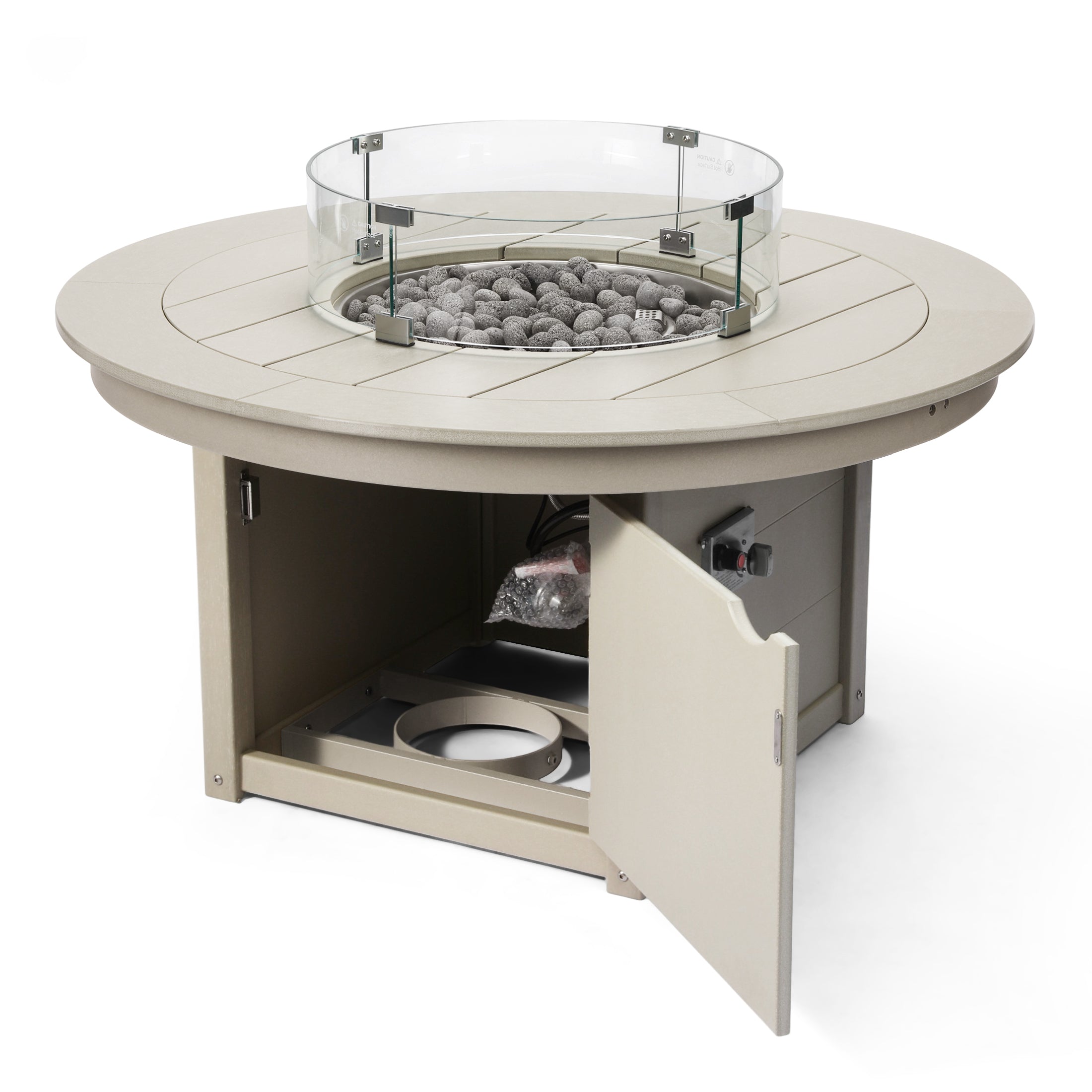 Sol 47" Modern Outdoor 55,000 BTU Patio Propane Round Fire Pit Table