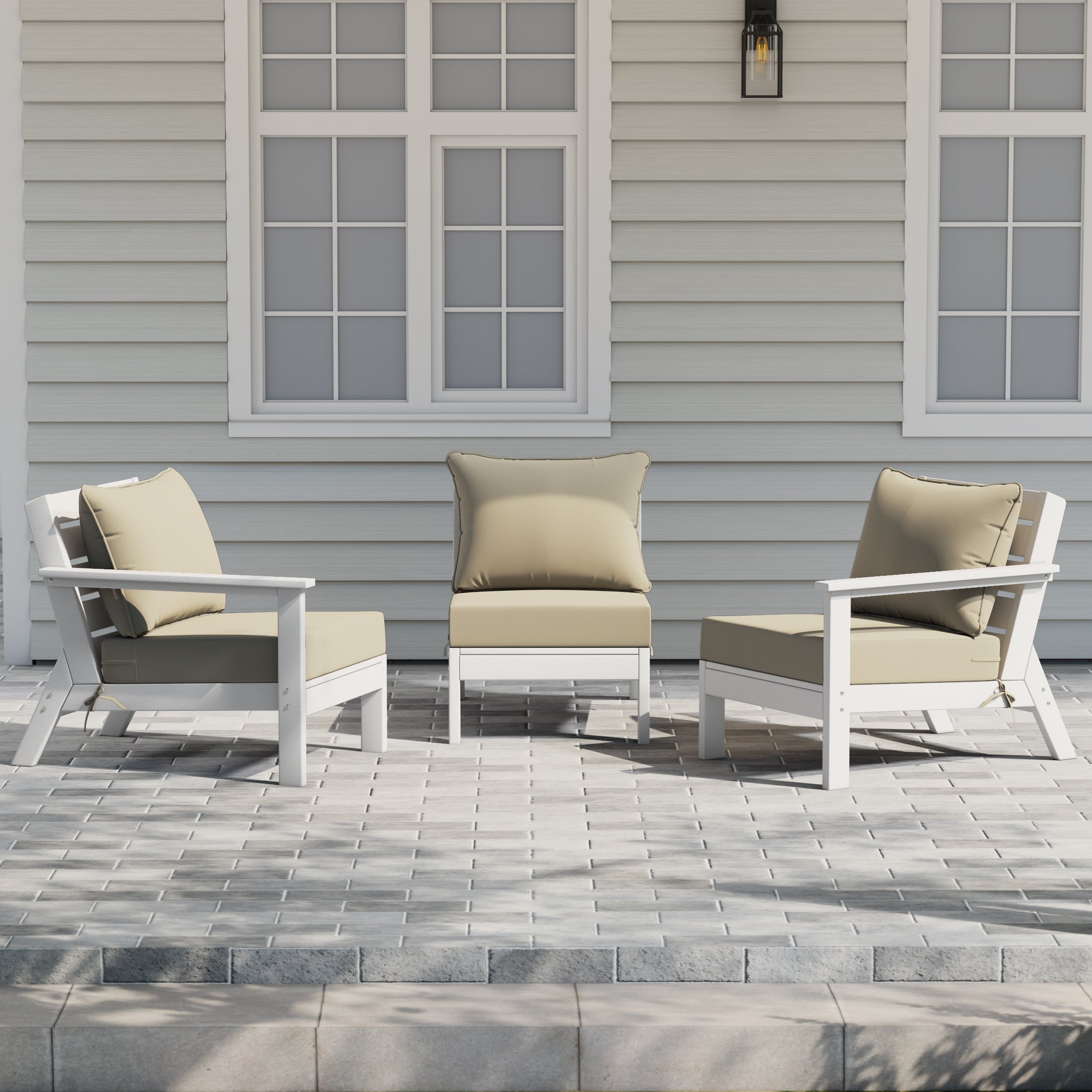 Portsmouth Outdoor Patio HDPE Sectional Sofa with Patio Cushions