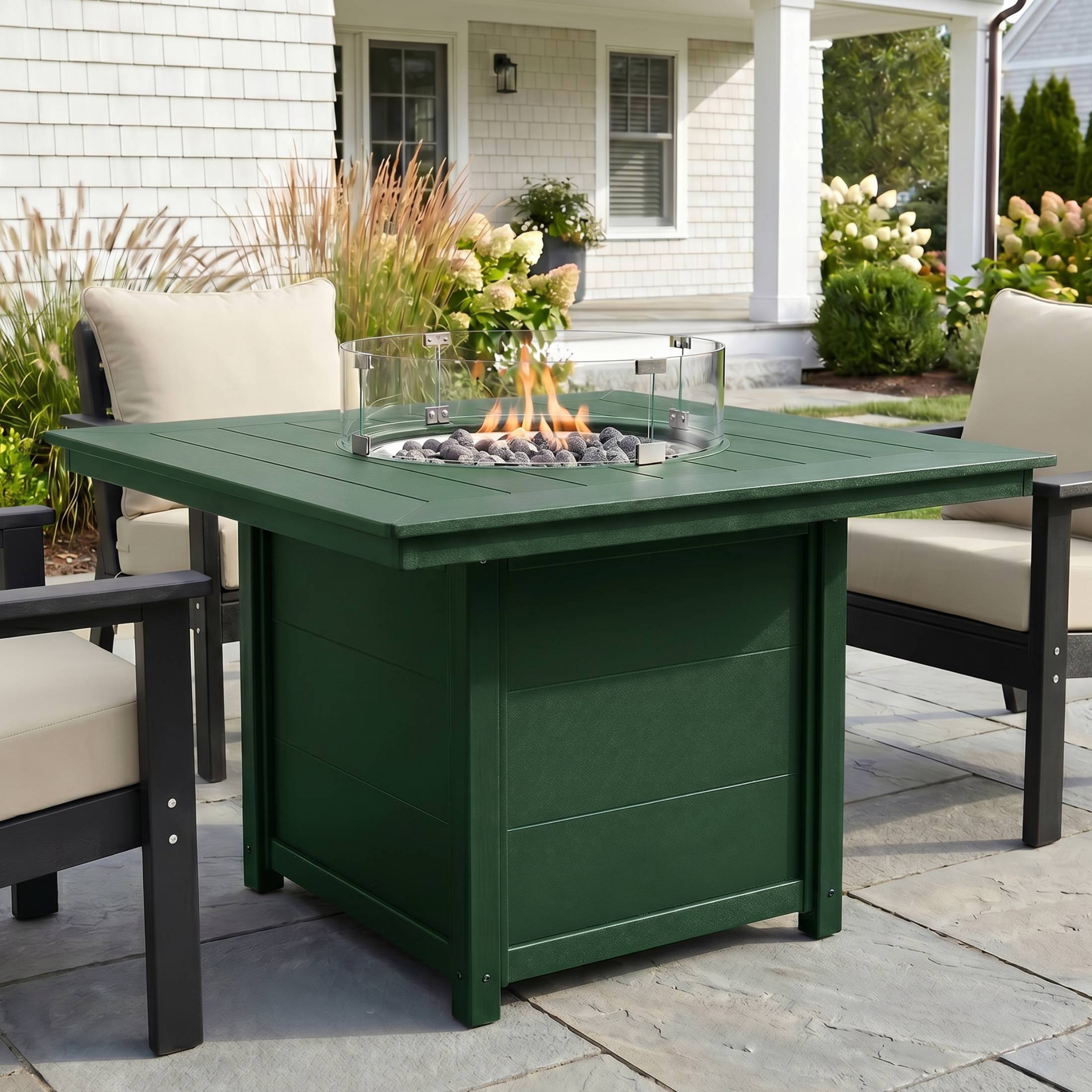 Sol Modern Outdoor Patio Propane 42" Square Fire Pit Table