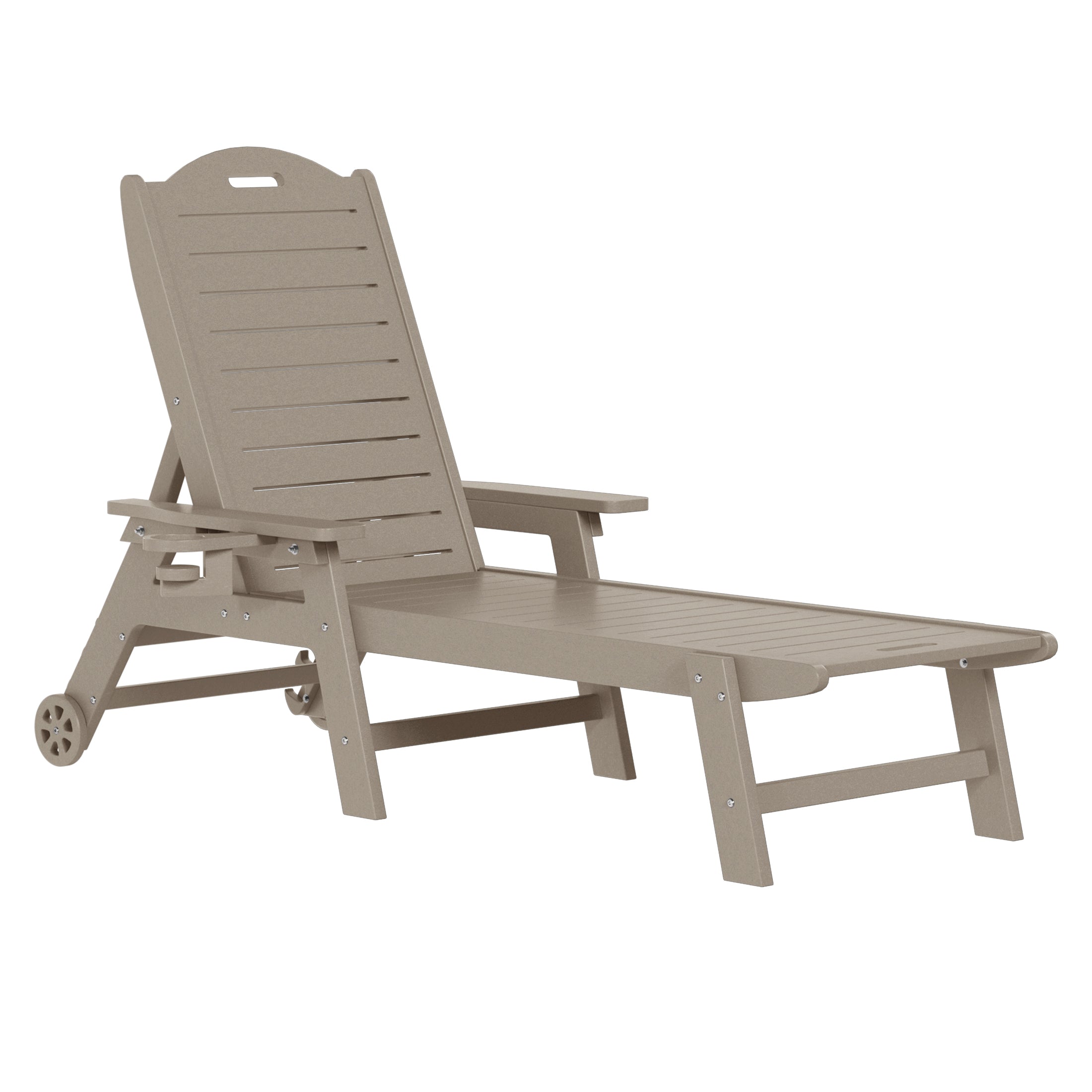 Lago 3-Piece Outdoor Patio Chaise Lounge Chair with Wheels & Cup Holder with Patio Side Table
