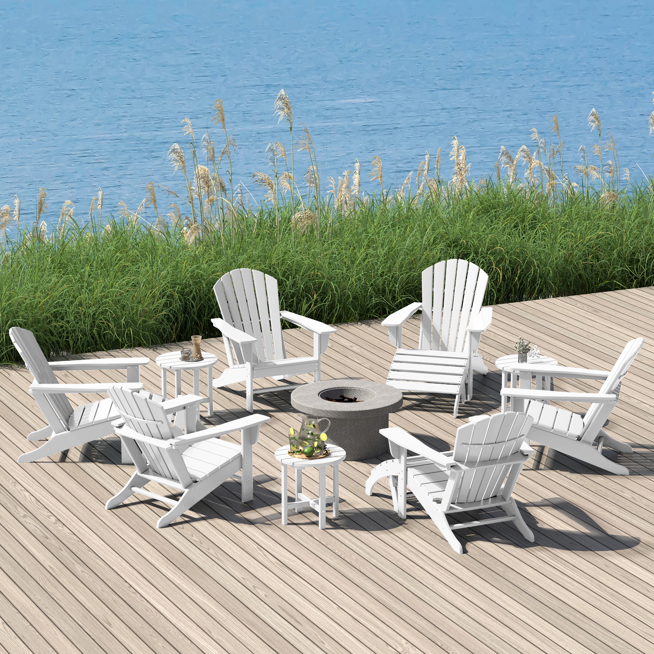 Portside 12 Piece Outdoor Adirondack Chair With Ottoman And Side Table