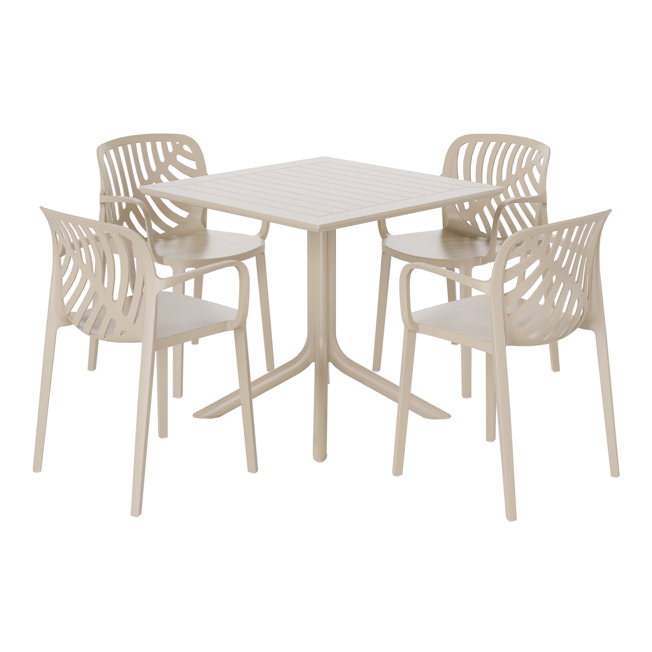 Sunshine 5-Piece Outdoor Square Patio Dining Table Set with Stackable Patio Dining Chairs