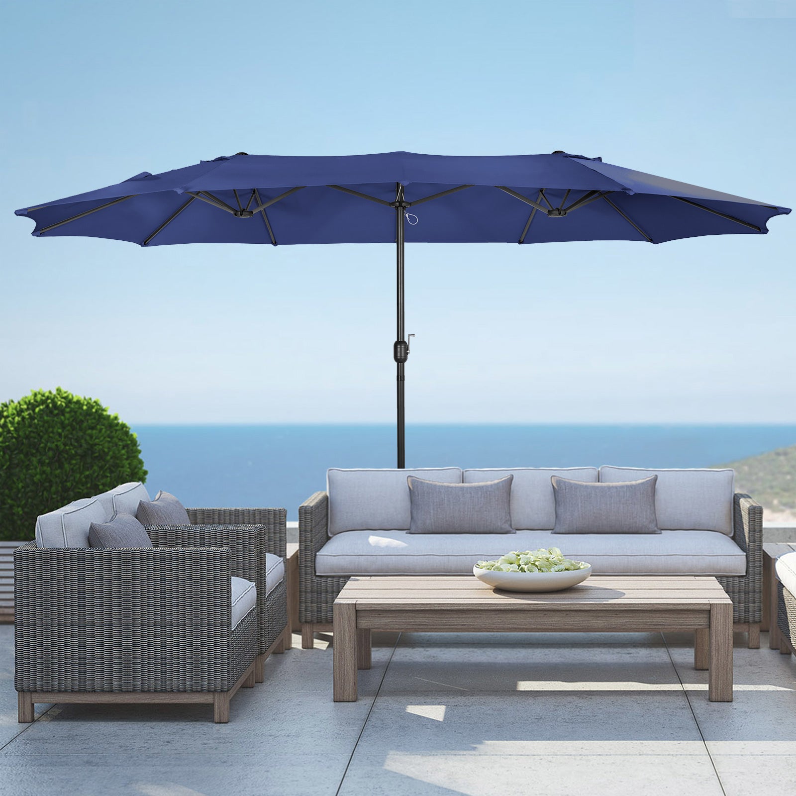 Easton Twin 15 x 9 ft. retangular shape Market / Outdoor dining table umbrella