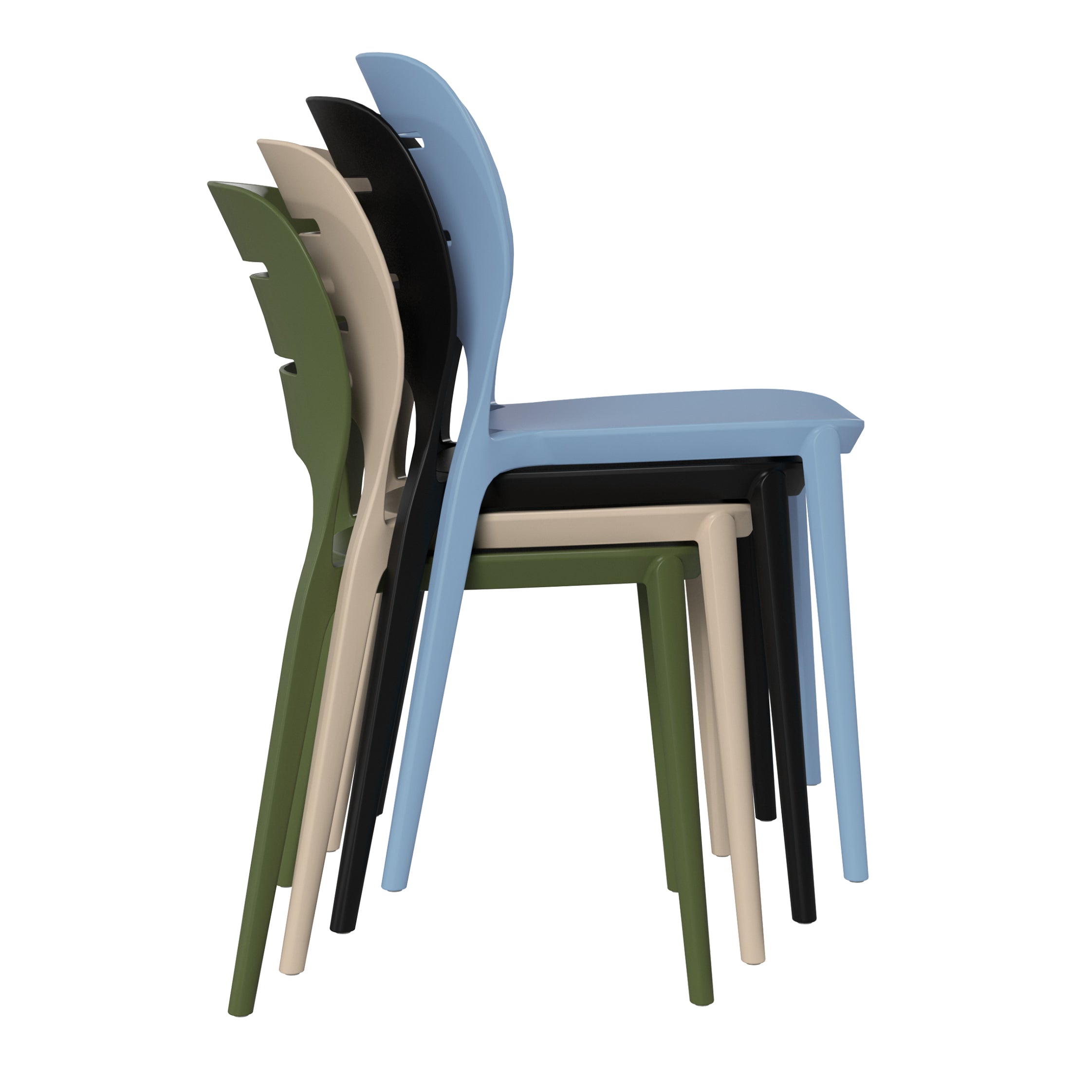 Sunshine Outdoor Modern Stackable Plastic Patio Dining Side Chairs (Set of 2)