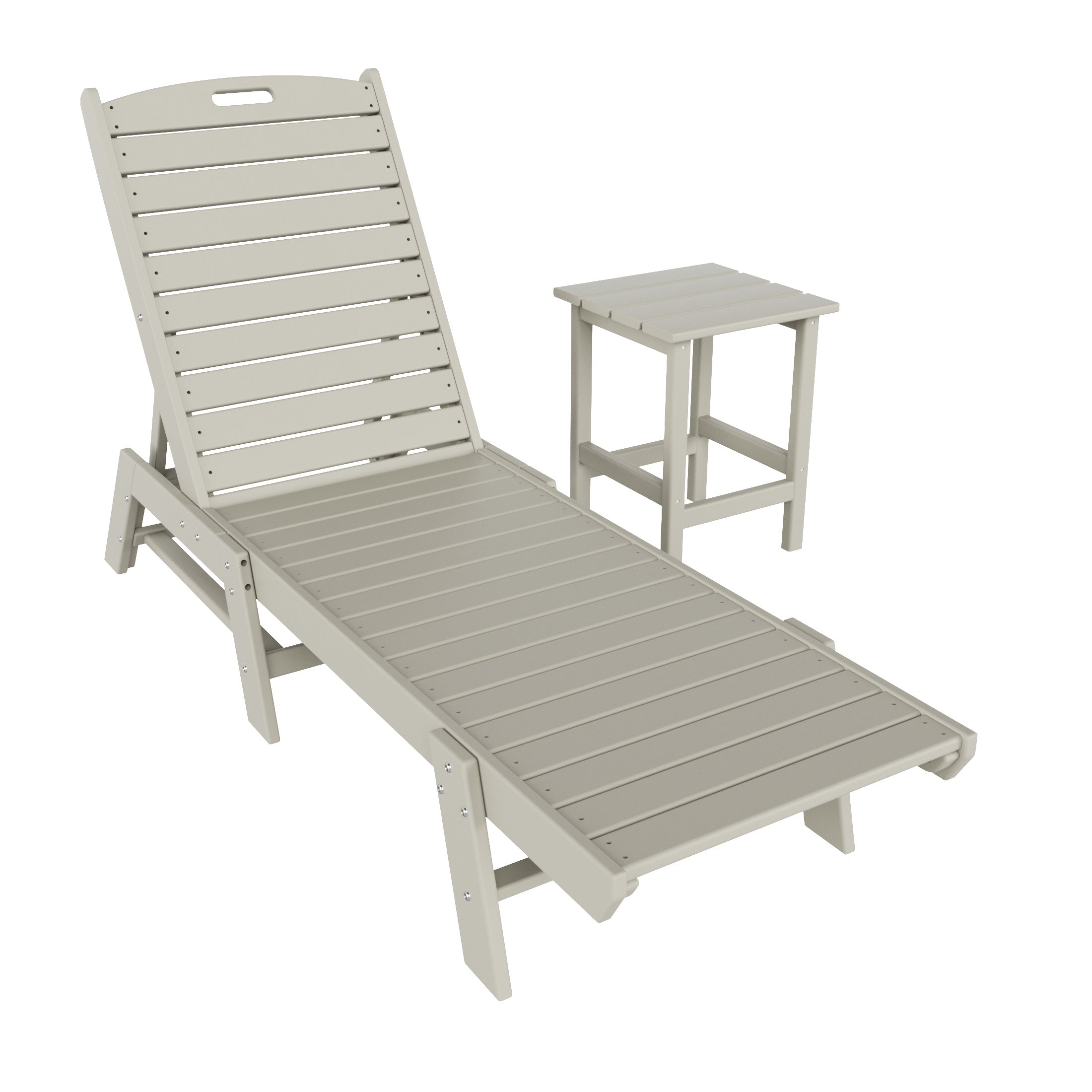 Paradise Malibu 2-Piece Poly Outdoor Patio Chaise Lounge Chair with Side Table Set