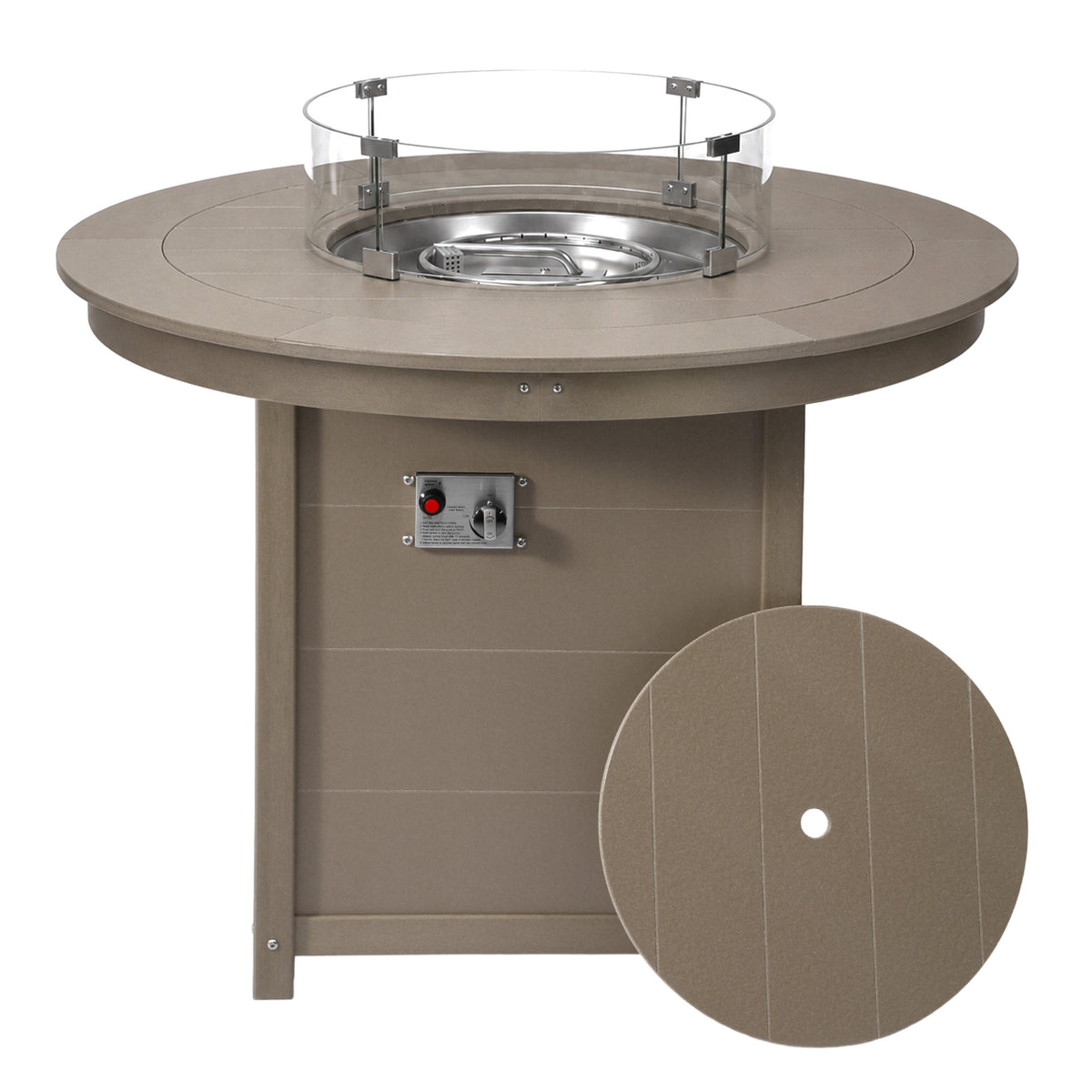 Sol 47" Modern Outdoor Patio Propane Round Counter Height Fire Pit Table