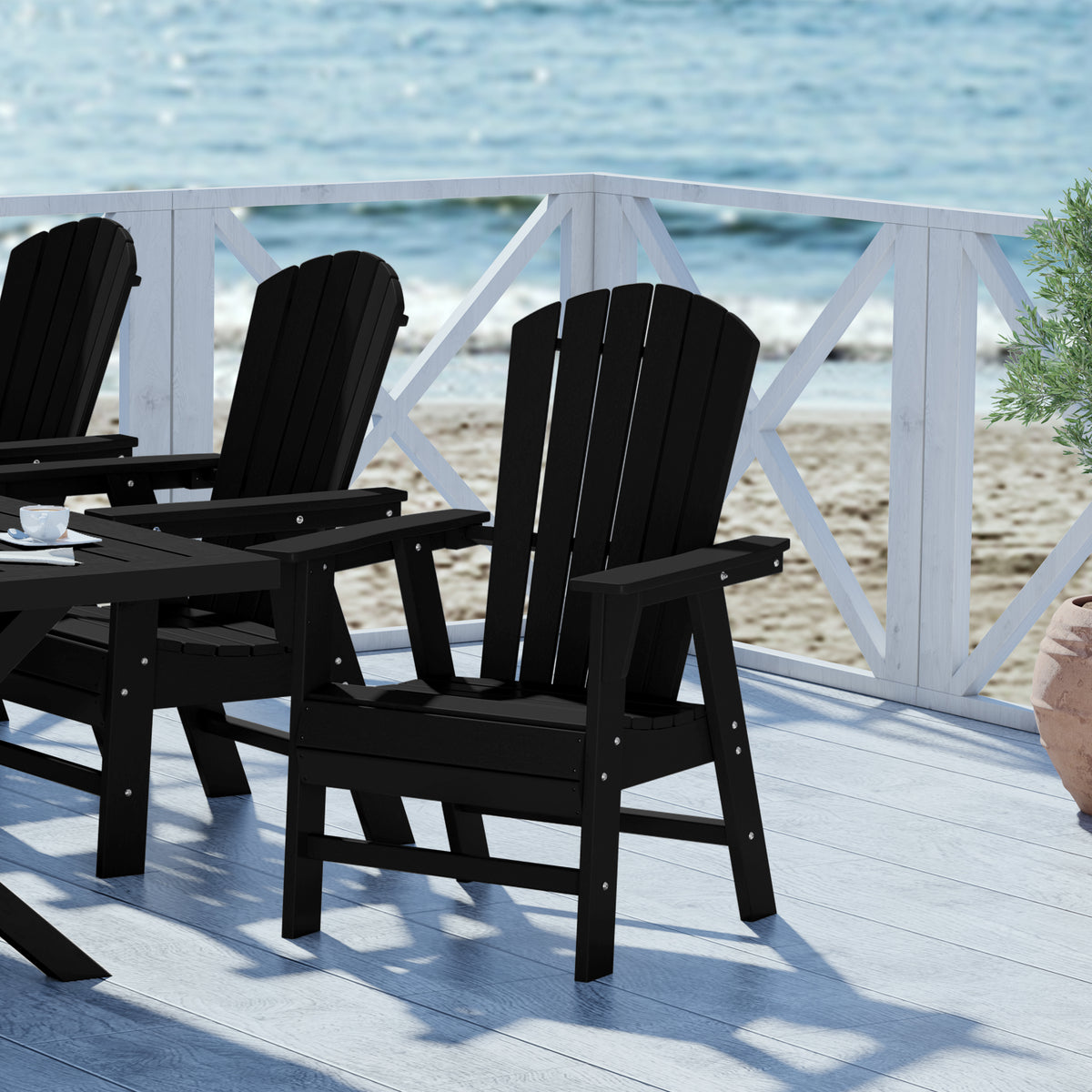 Portside Outdoor Patio Shell-back Adirondack Dining Chair Weather Resistant