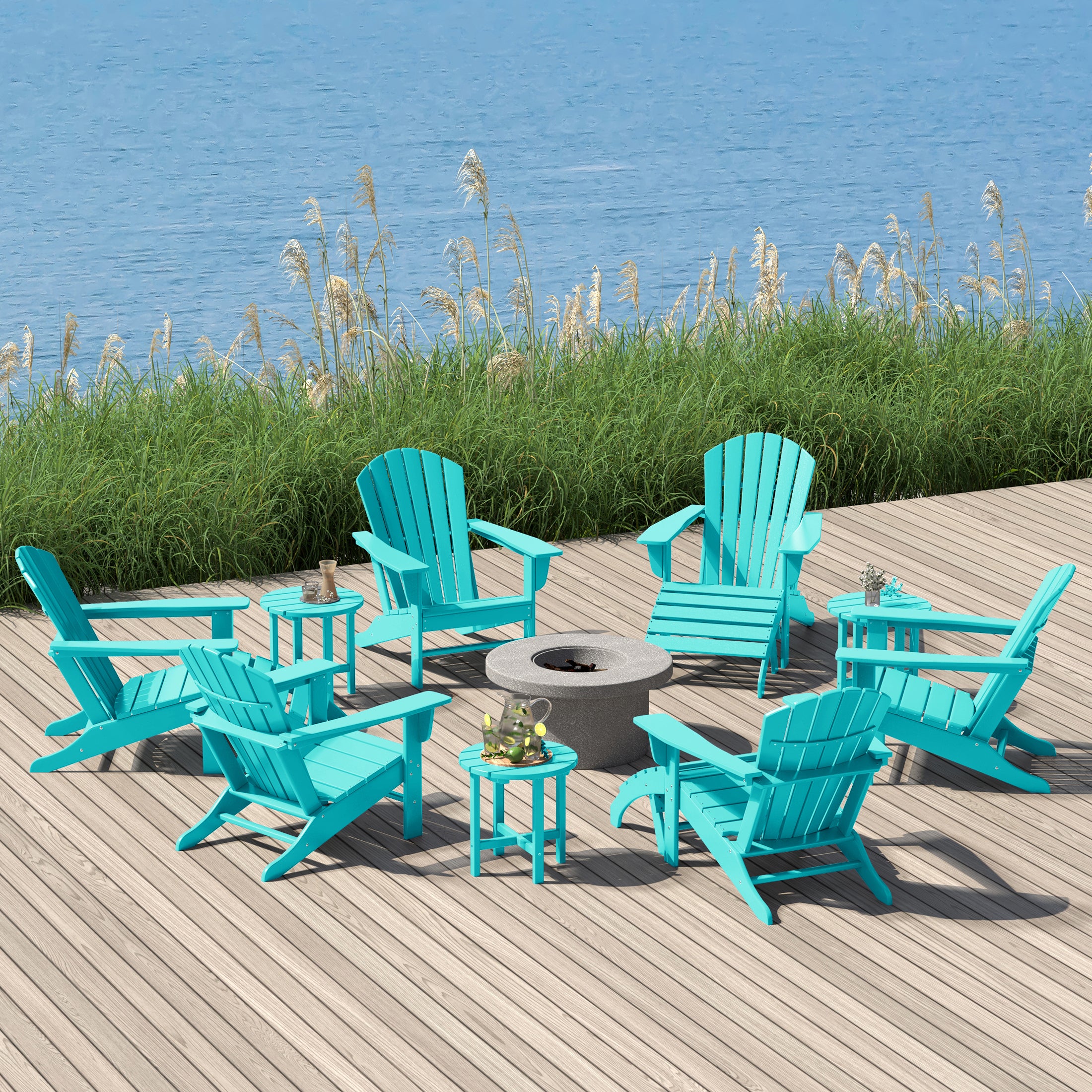 Portside 12 Piece Outdoor Adirondack Chair With Ottoman And Side Table