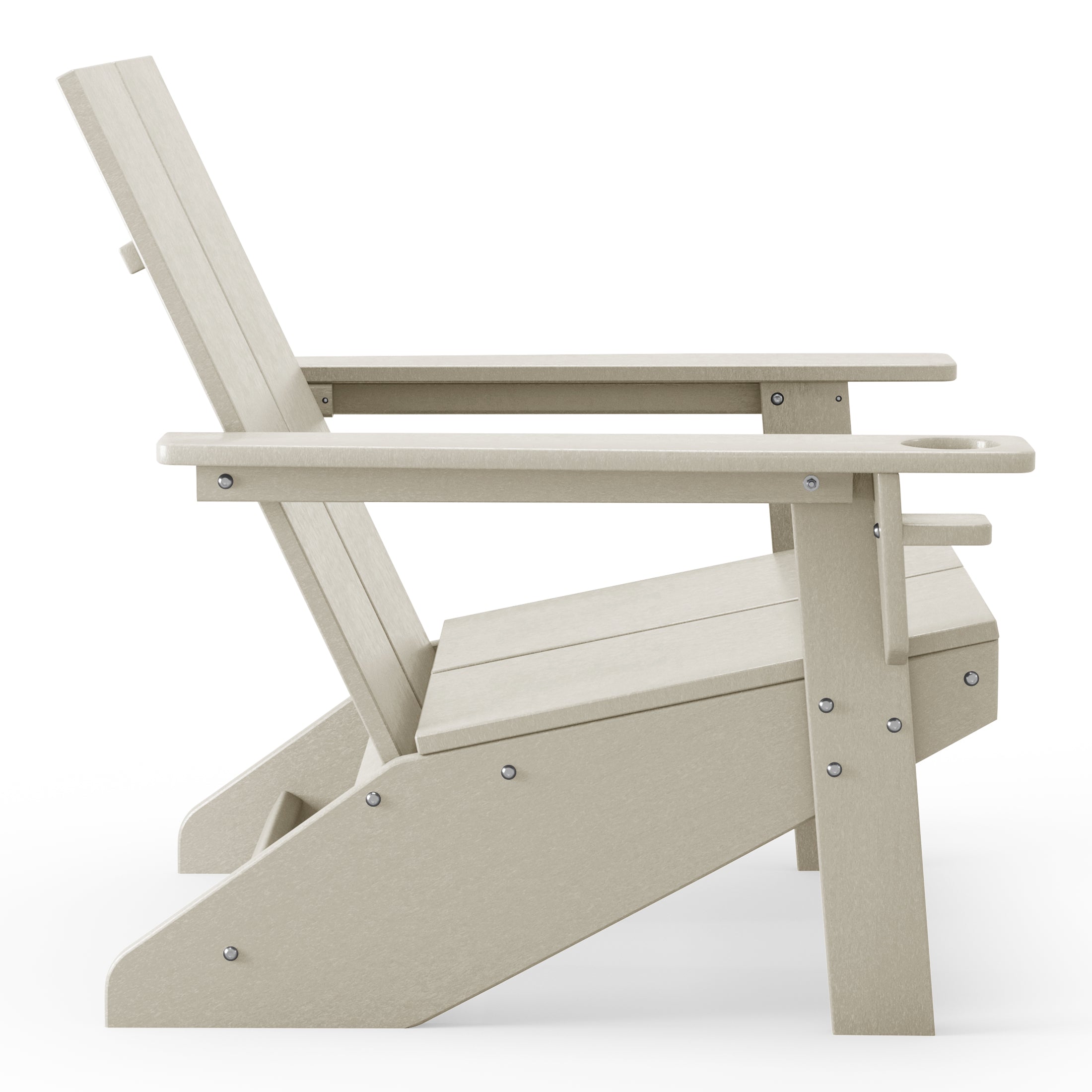 Seaview Outdoor HDPE Modern Adirondack Chair with Cup Holder