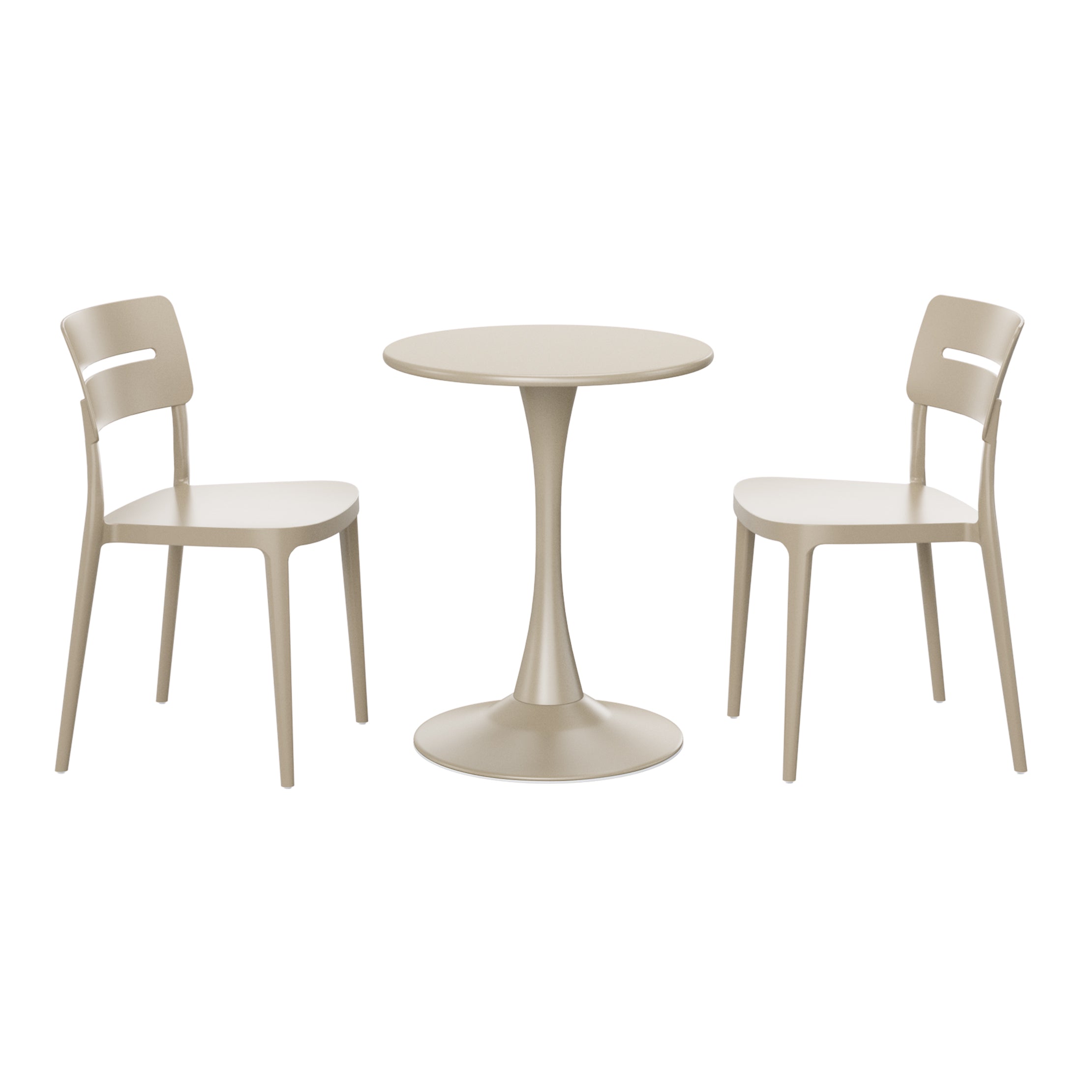 Sunshine 3-Piece Outdoor Round Metal Patio Dining Table Set With Stackable Patio Chairs