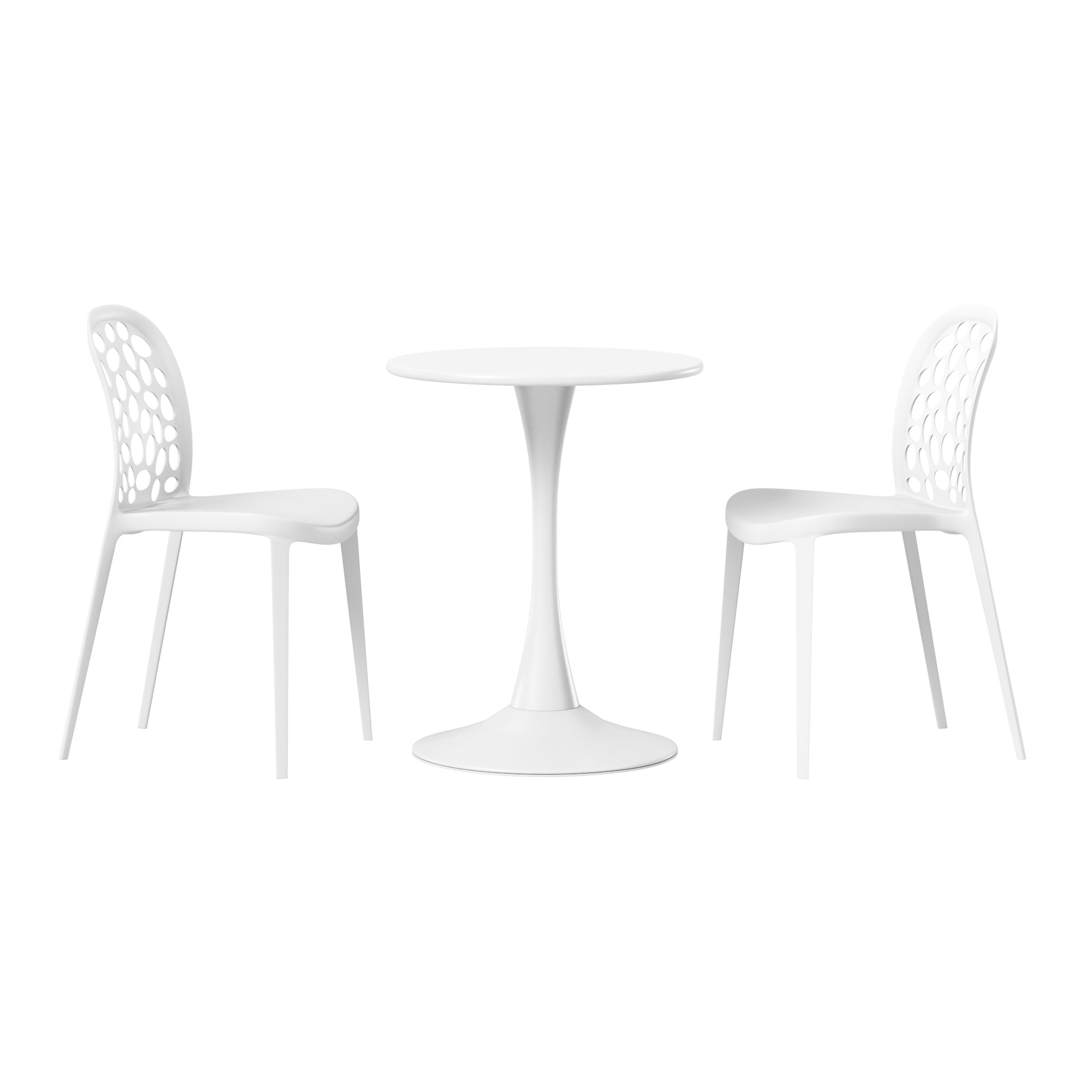 Sunshine 3-Piece Outdoor Indoor Metal Patio Dining Table Set With Stackable Polypropylene Patio Side Chairs