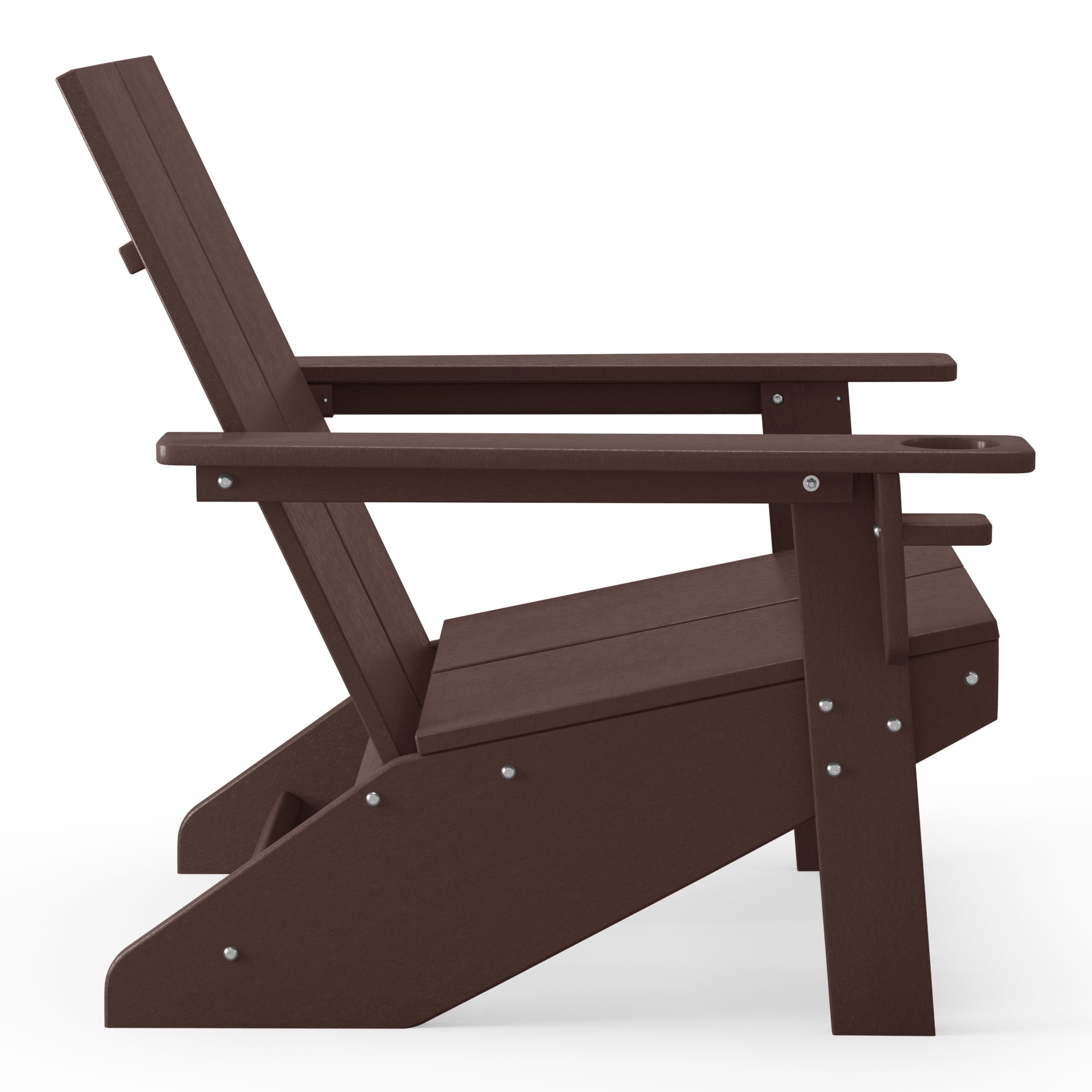 Seaview Outdoor HDPE Modern Adirondack Chair with Cup Holder (Set of 4)