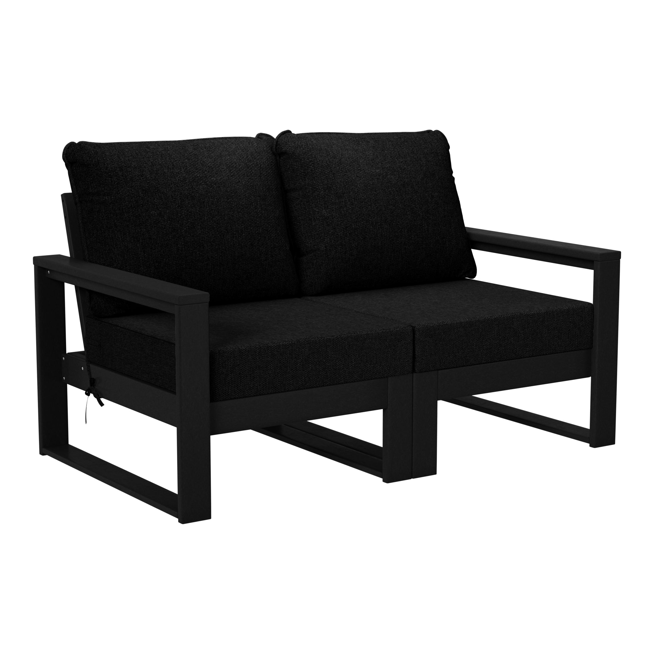 Rockaway Outdoor HDPE All-Weather Modern Patio Loveseat with Waterproof Cushions