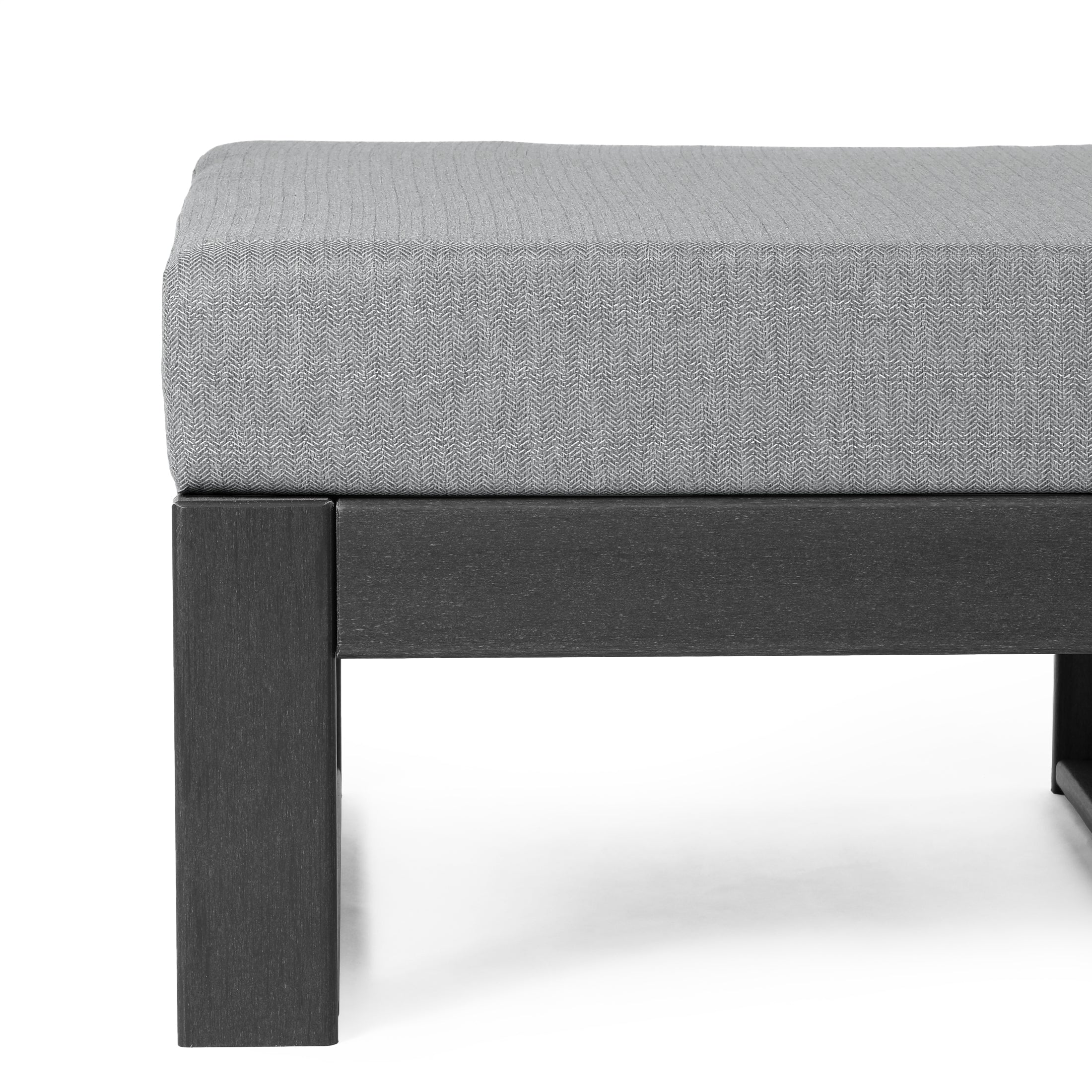 Rockaway Outdoor HDPE Patio Ottoman with Waterproof Olefin Cushions