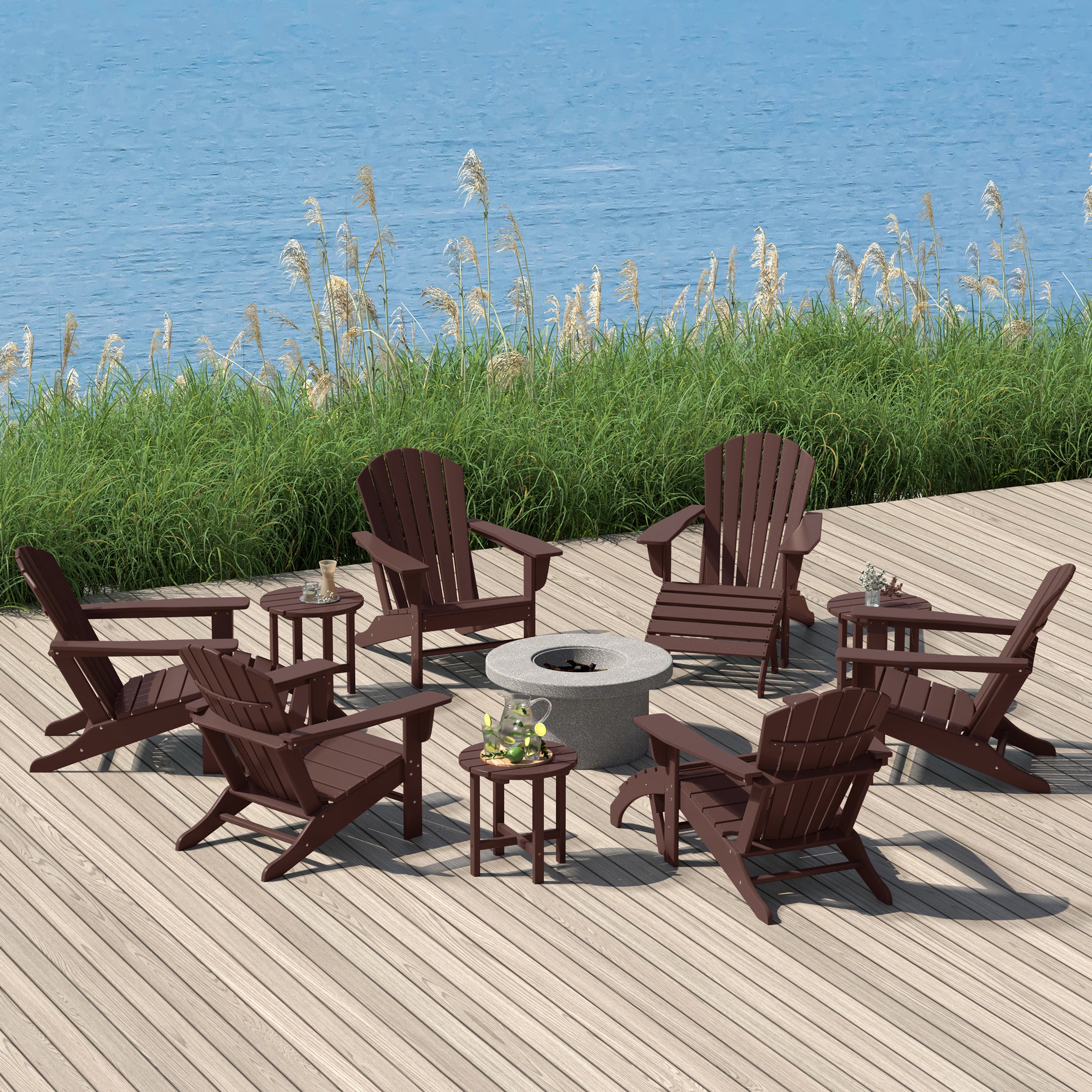 Portside 12 Piece Outdoor Adirondack Chair With Ottoman And Side Table