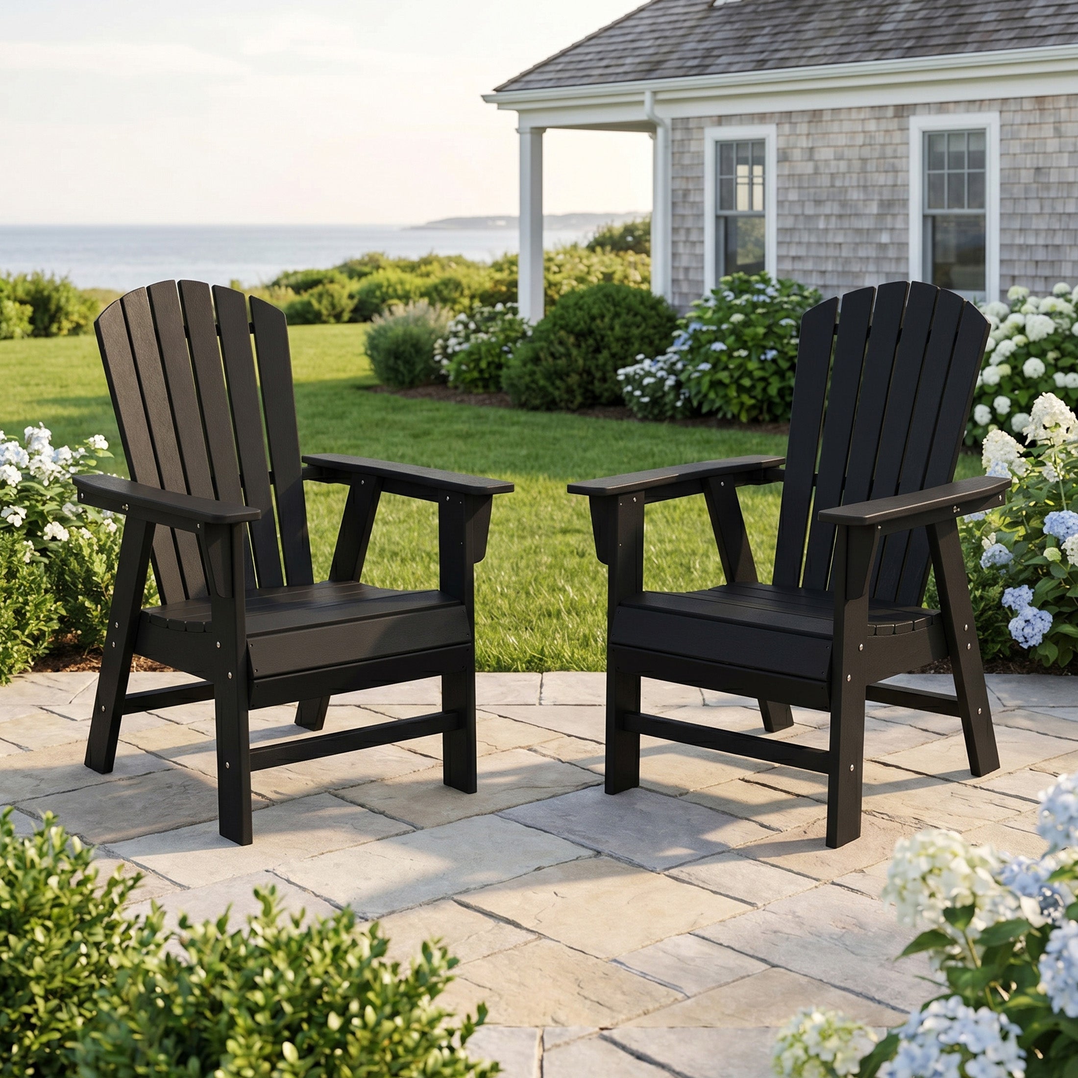 Portside Outdoor Modern HDPE Adirondack Patio Dining Chairs (Set of 2)