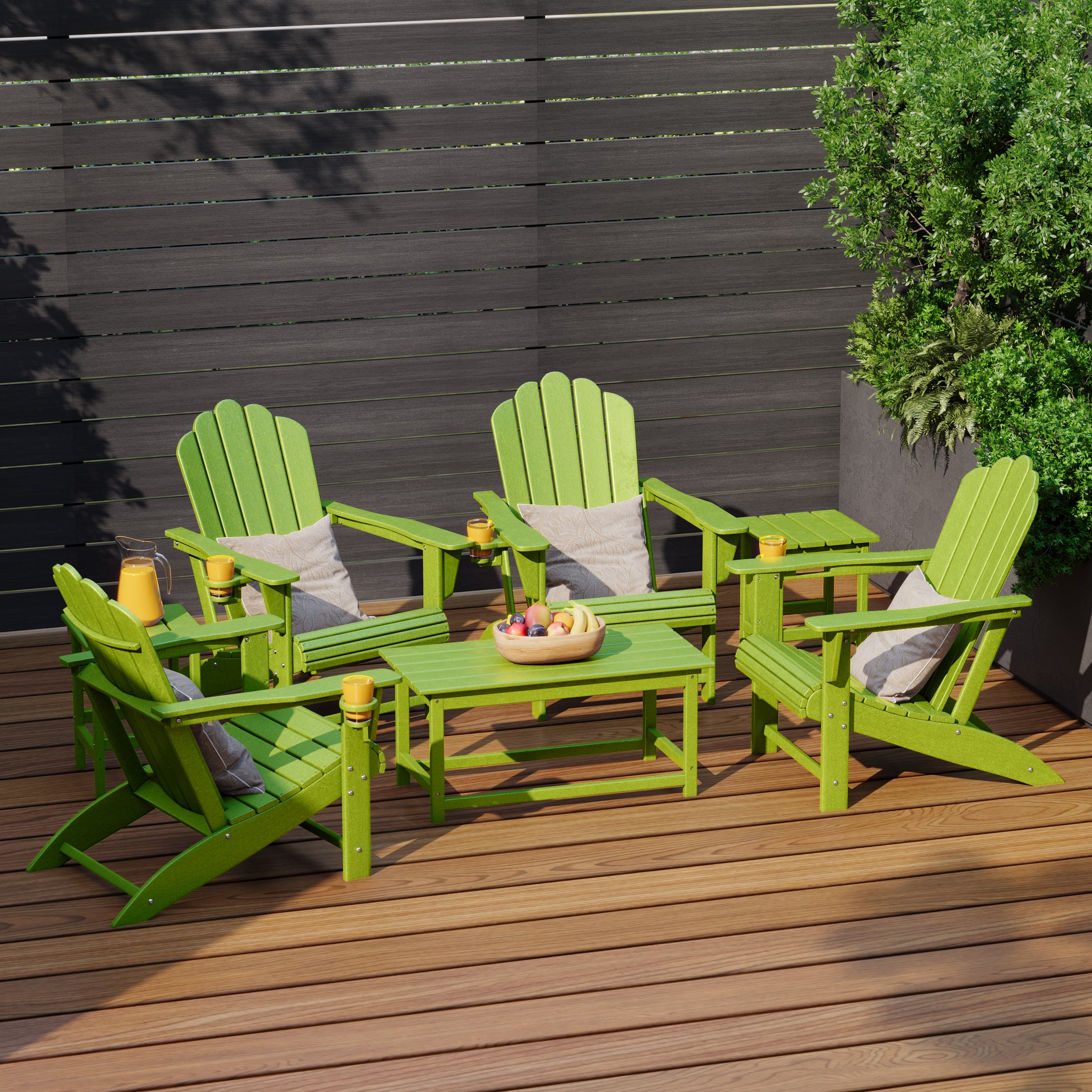 Lakeview 7-Piece HDPE Outdoor Patio Furniture Adirondack Conversation Set