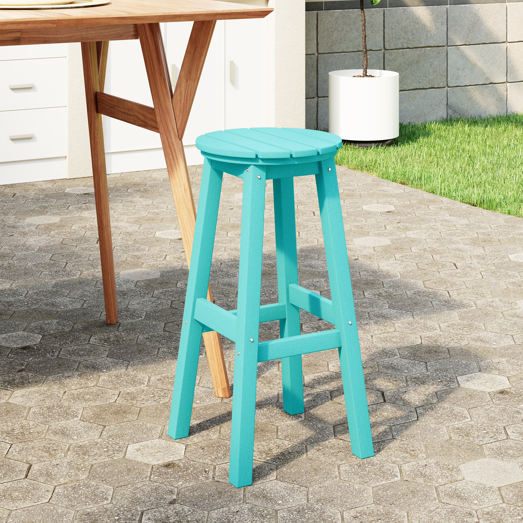 Paradise 29" HDPE Outdoor Patio Round Bar Stool