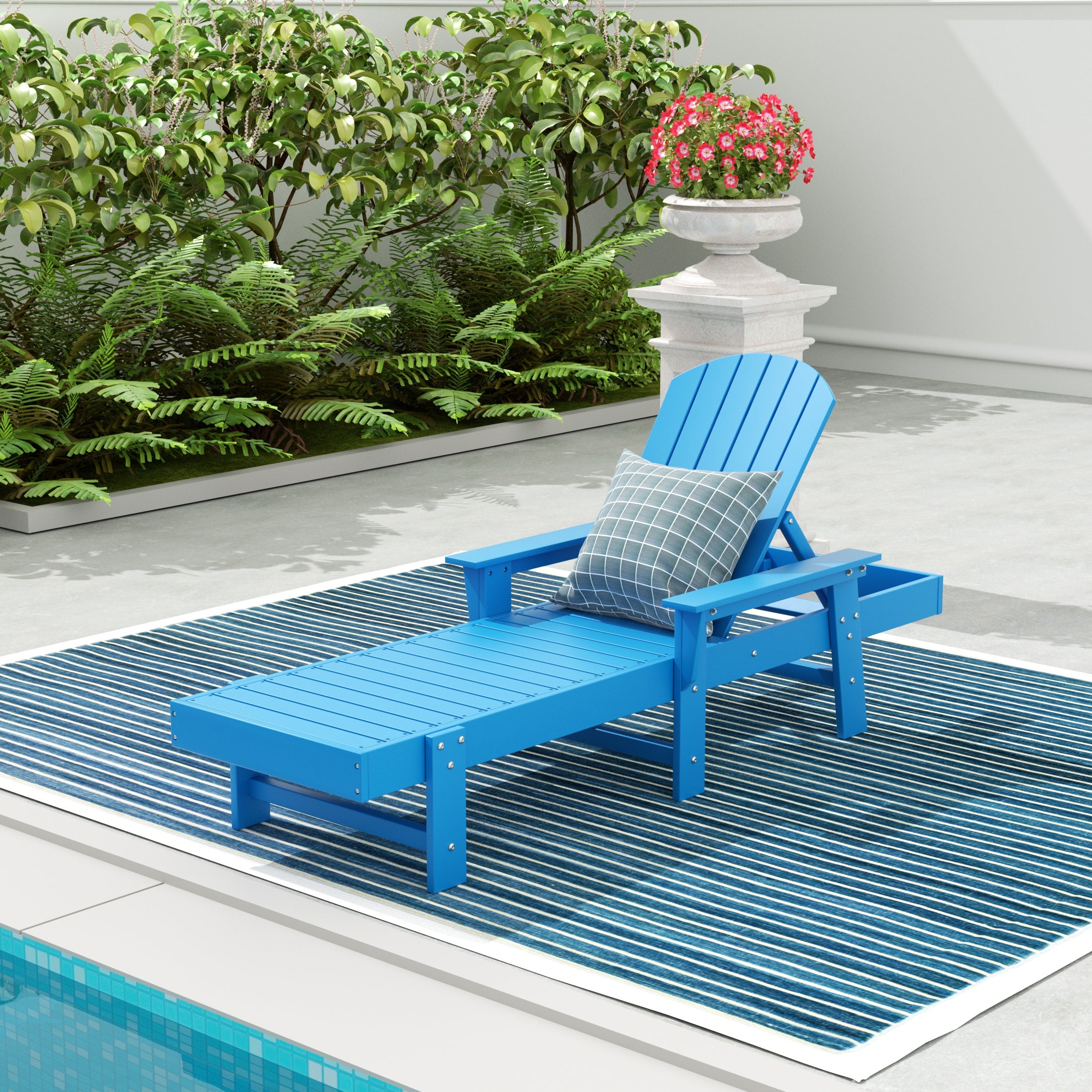 Portside Adirondack Poly Reclining Chaise Lounge With Arms