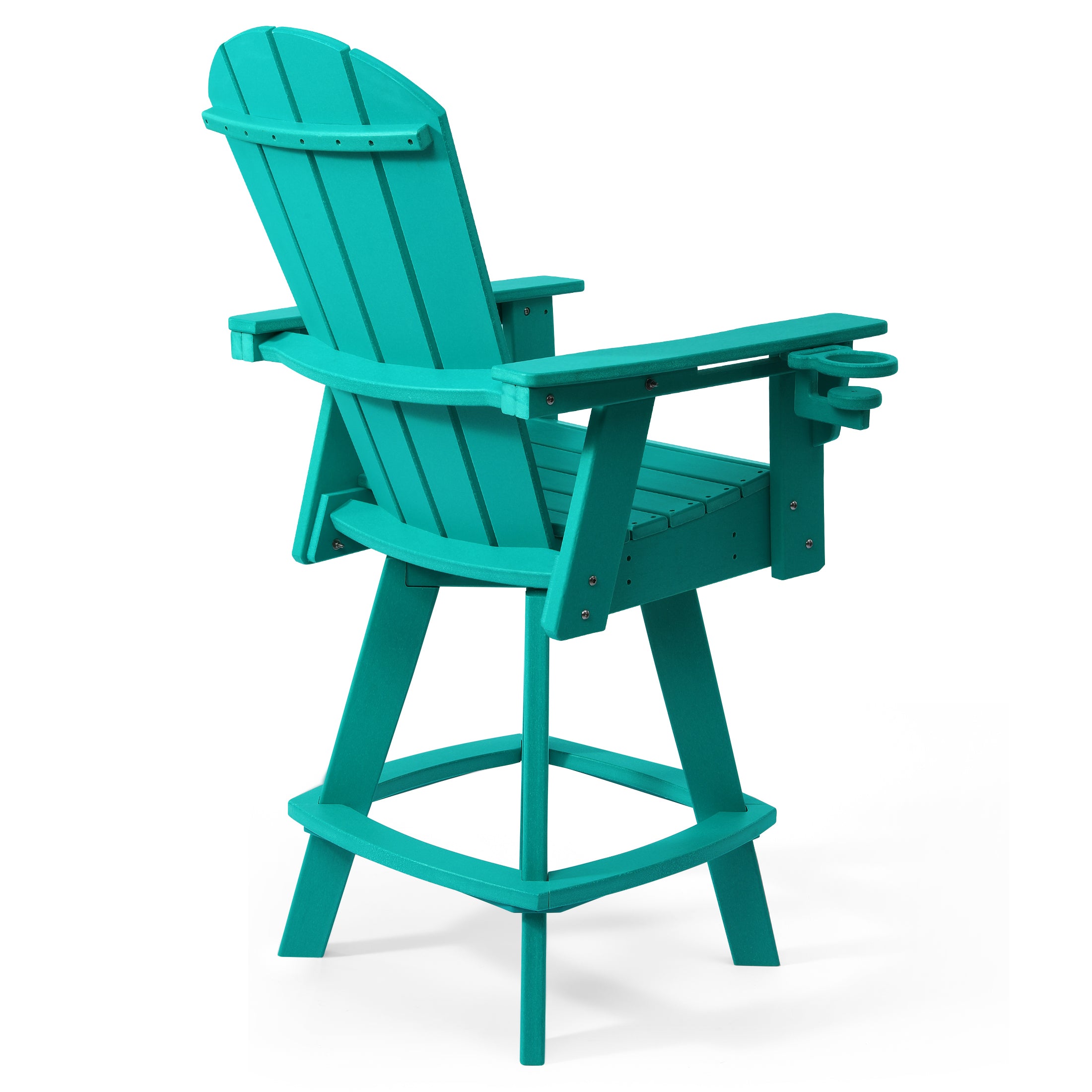 Paradise Outdoor HDPE Swivel Adirondack Bar Height Chair With Cup Holder