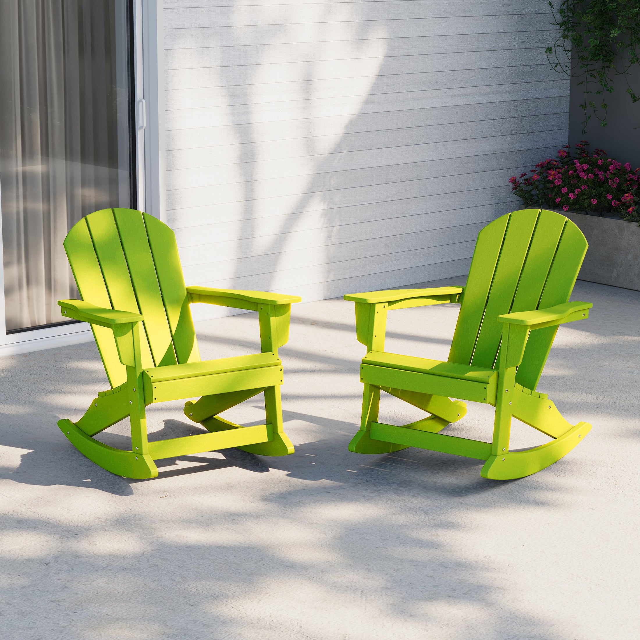 Paradise 2 piece set Outdoor / Patio Poly Adirondack rocking chairs ( 2 seater )