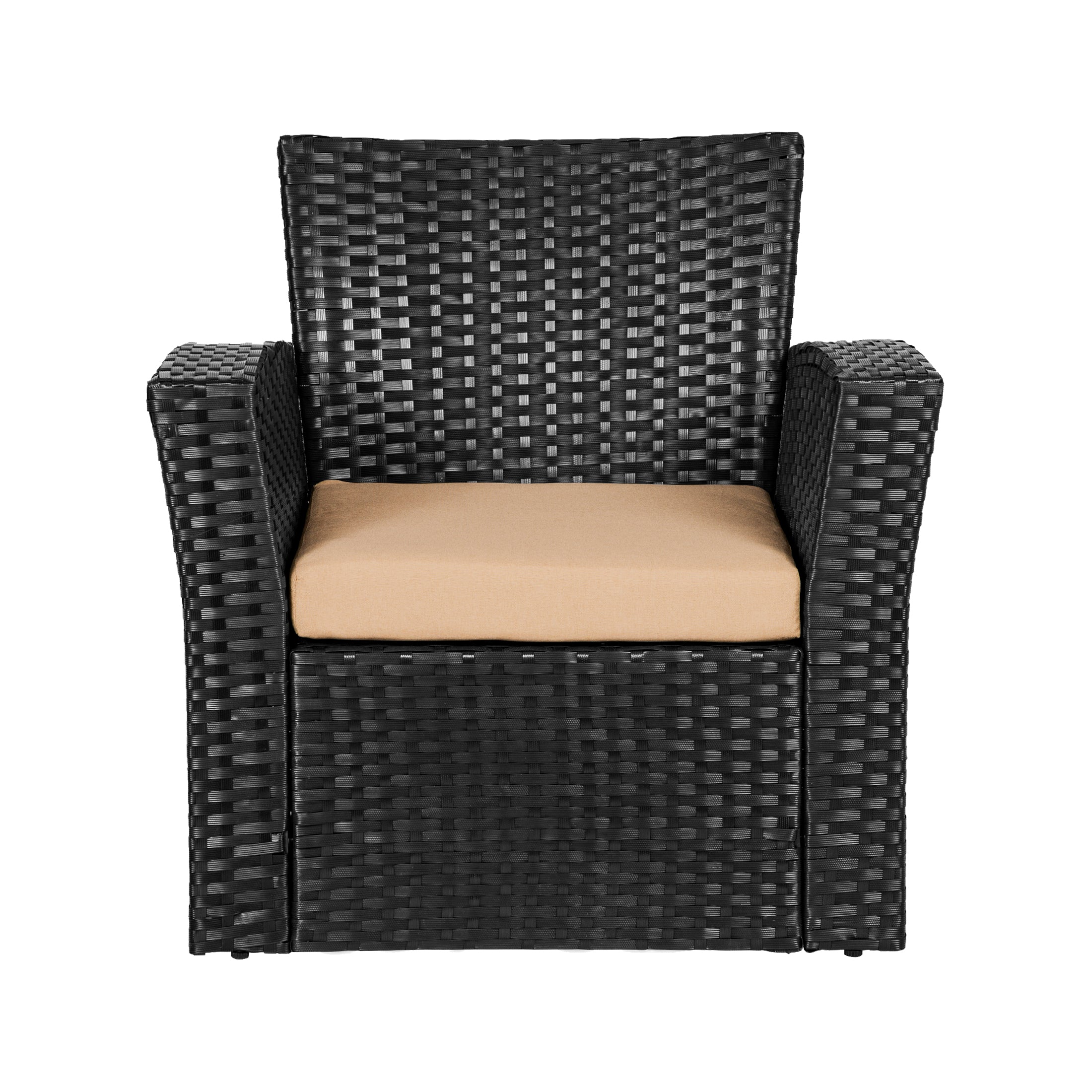 Wynston 4-Piece Conversation Outdoor Patio Sofa Set with Square Fire Pit Table