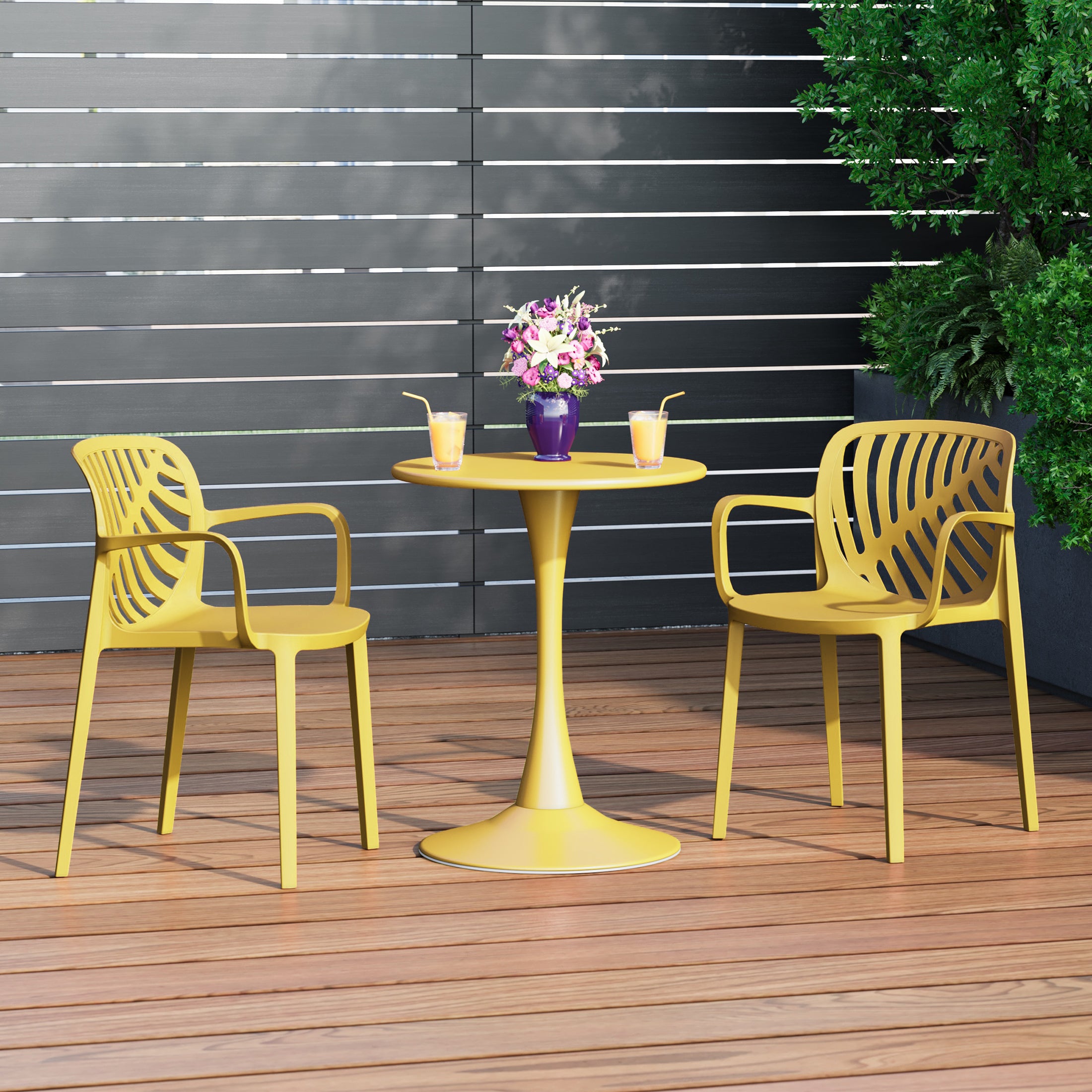 Sunshine 3-Piece Outdoor Indoor Metal Patio Dining Table Set With Stackable Patio Chairs