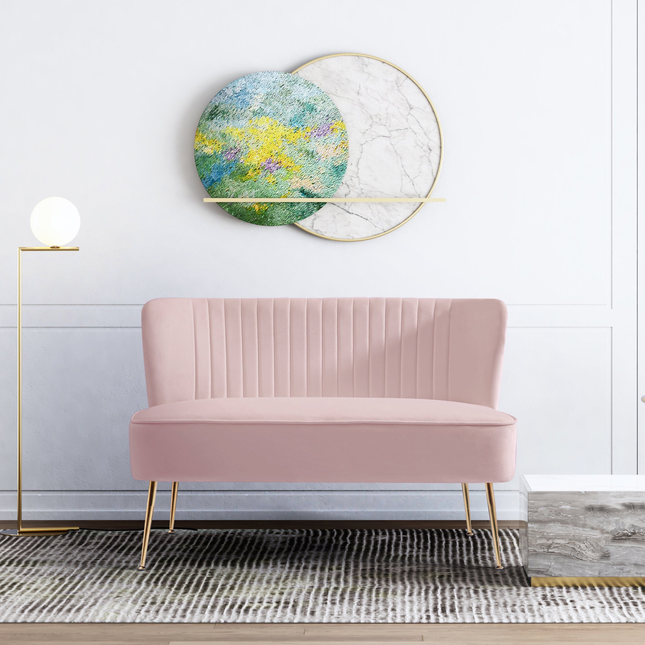 Alaia 46" Wide Upholstered Velvet Love Seat Sofa