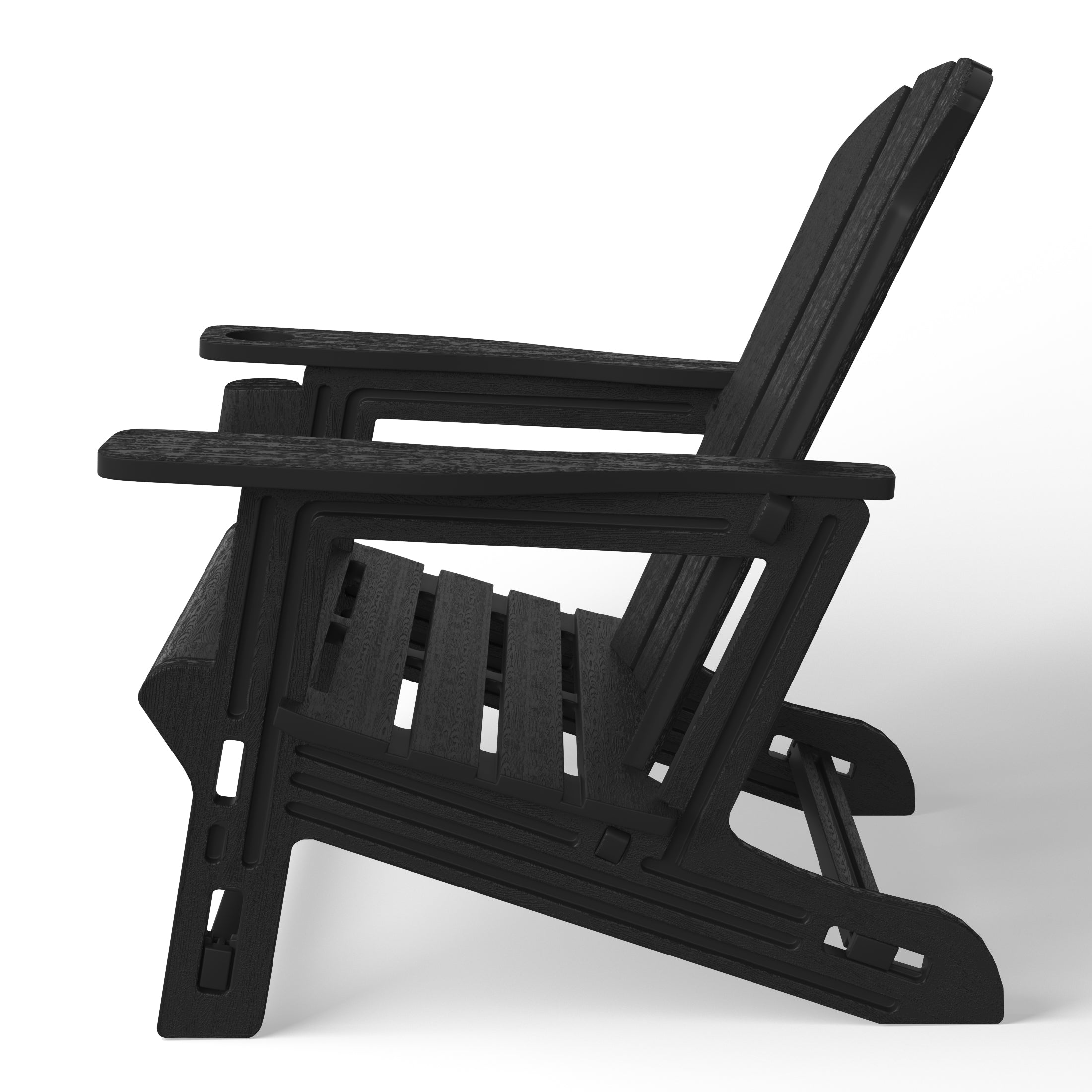 Cayman Tool-Free Assembly Outdoor Patio HDPE Plastic Adirondack Chair with Cup Holder
