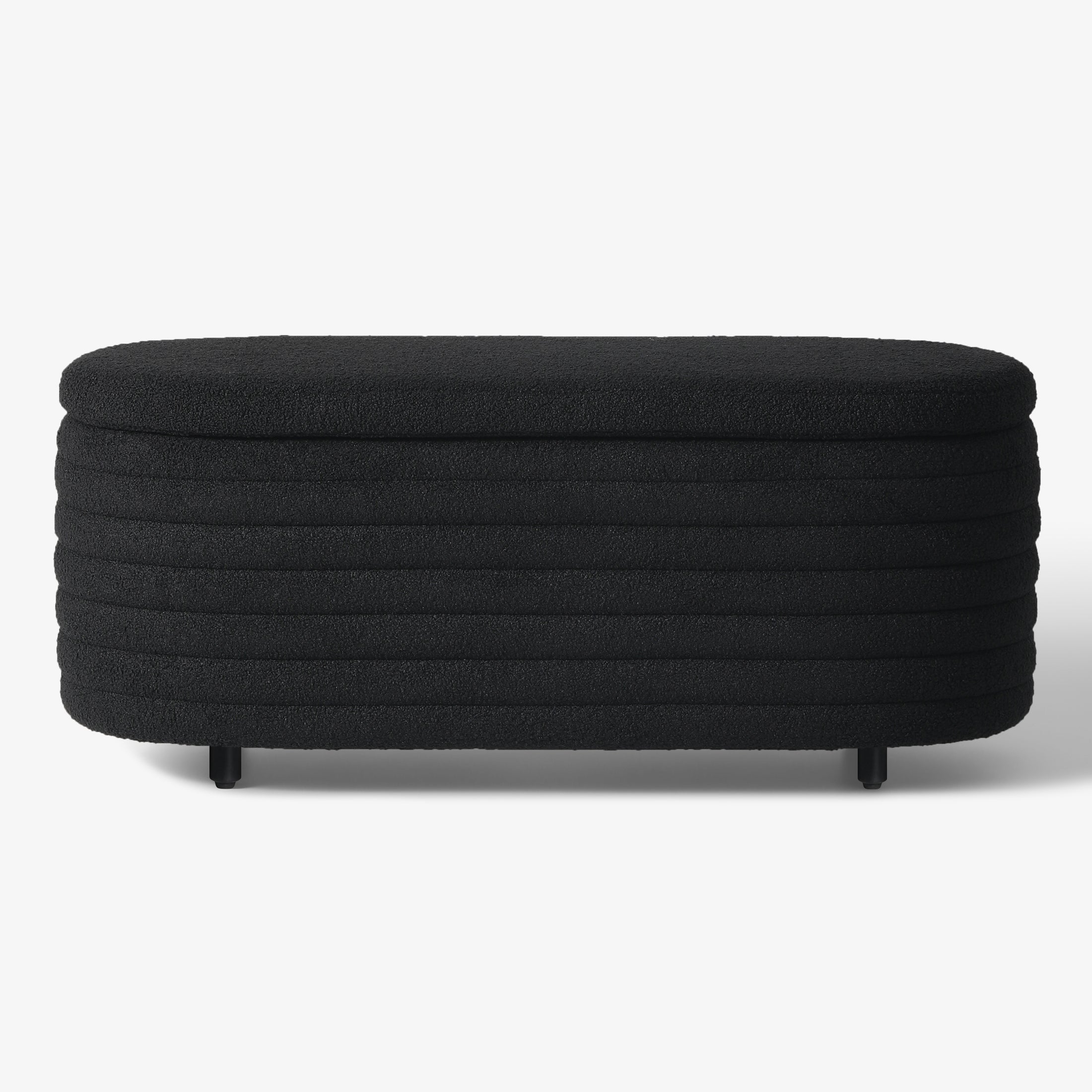 Celine 42" Wide Mid-Century Modern Upholstered Teddy Sherpa Tufted Oval Storage Ottoman Bench
