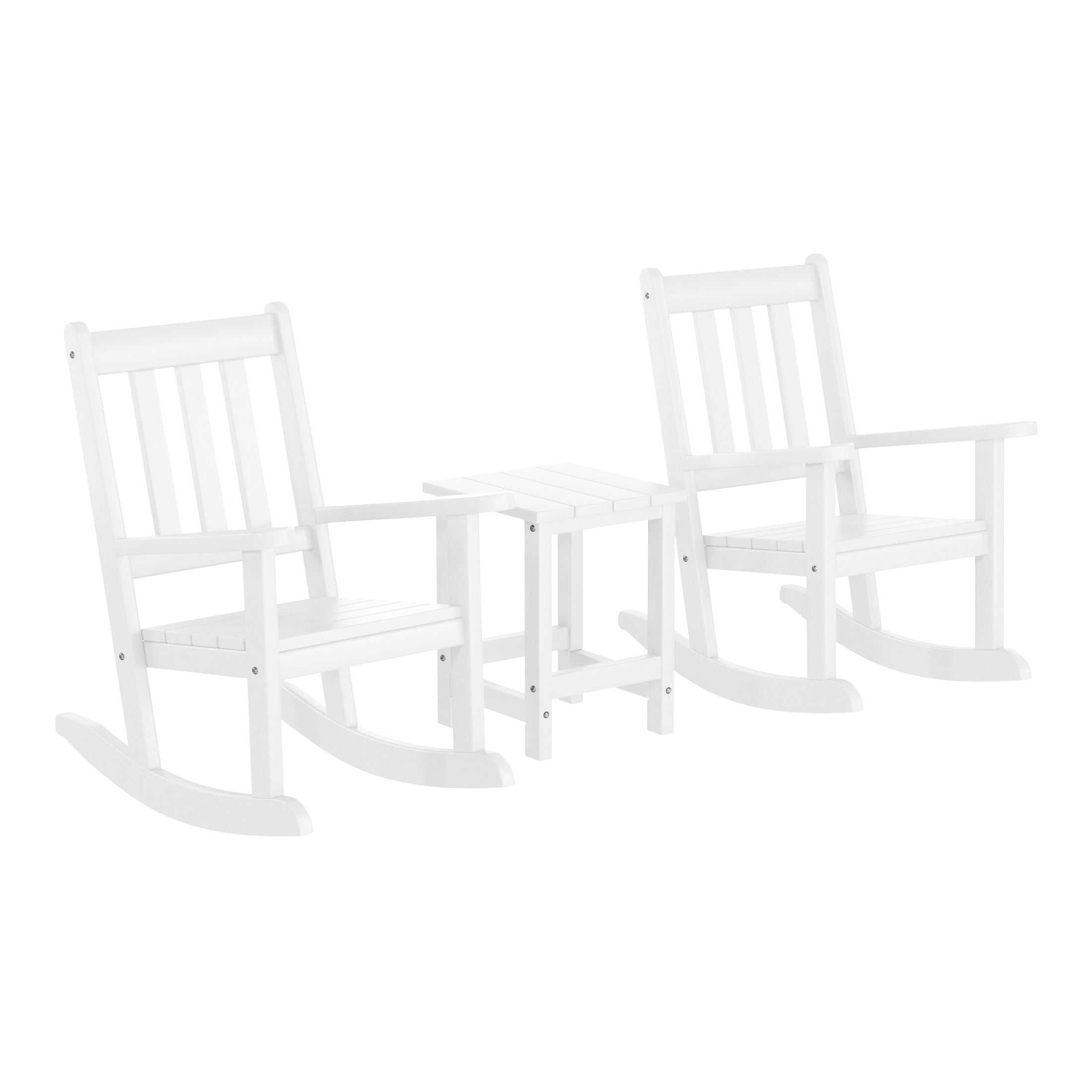 Paradise 3-Piece Kids Outdoor Rocking Chairs Set With Kids Square Side Table