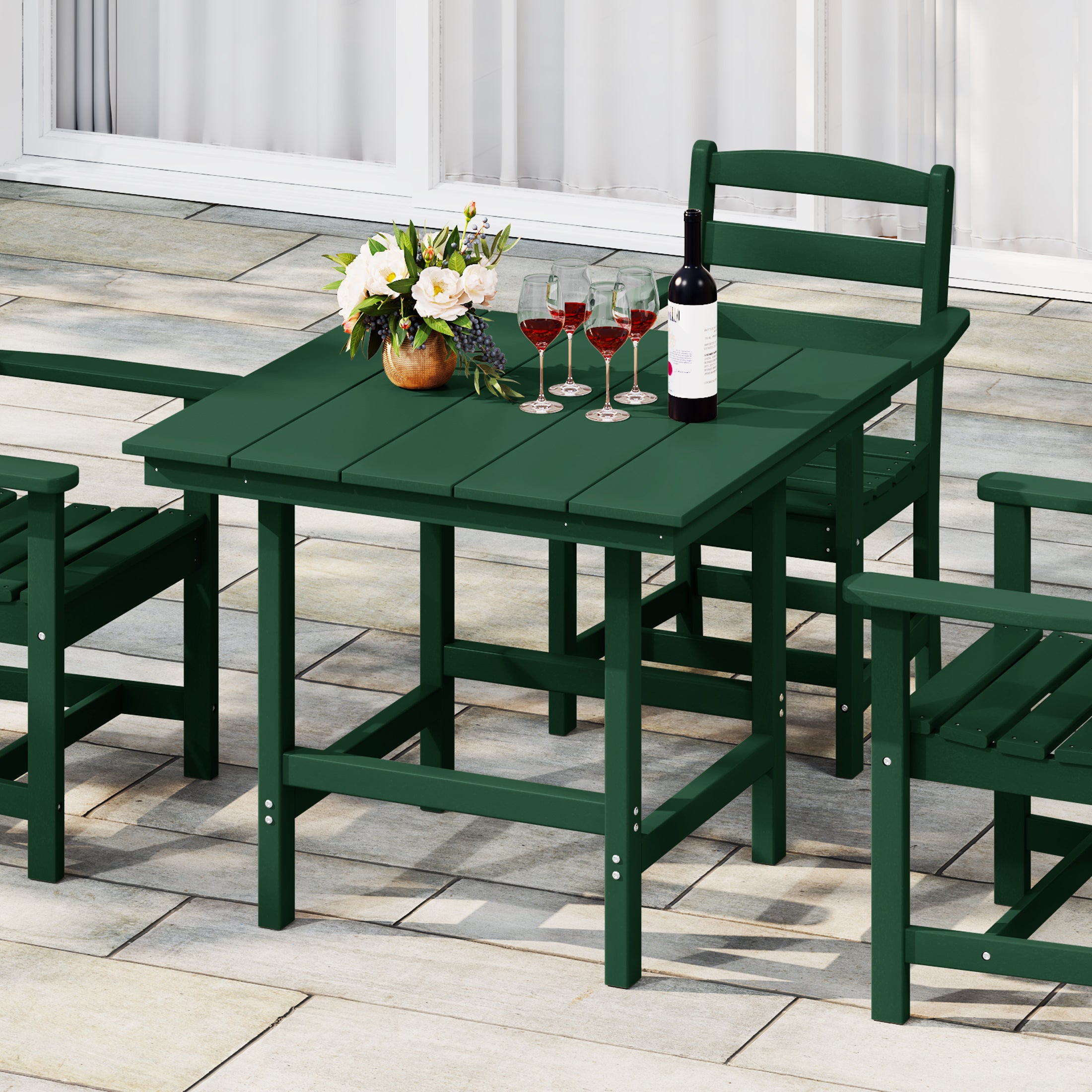 Palms Outdoor HDPE 36" Square Patio Dining Table with Umbrella Hole