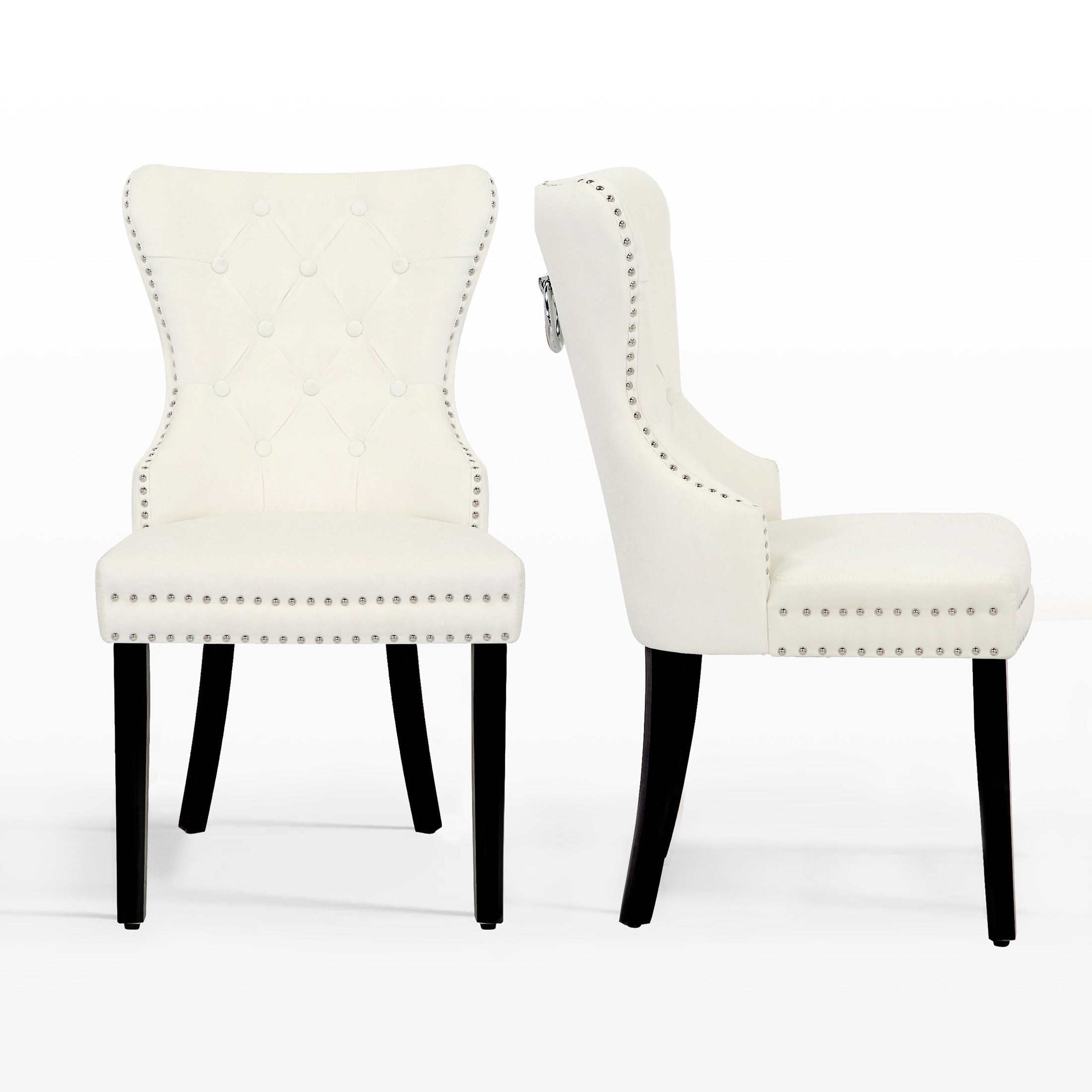 Hank Velvet Upholstered Tufted Dining Chairs (Set of 2)