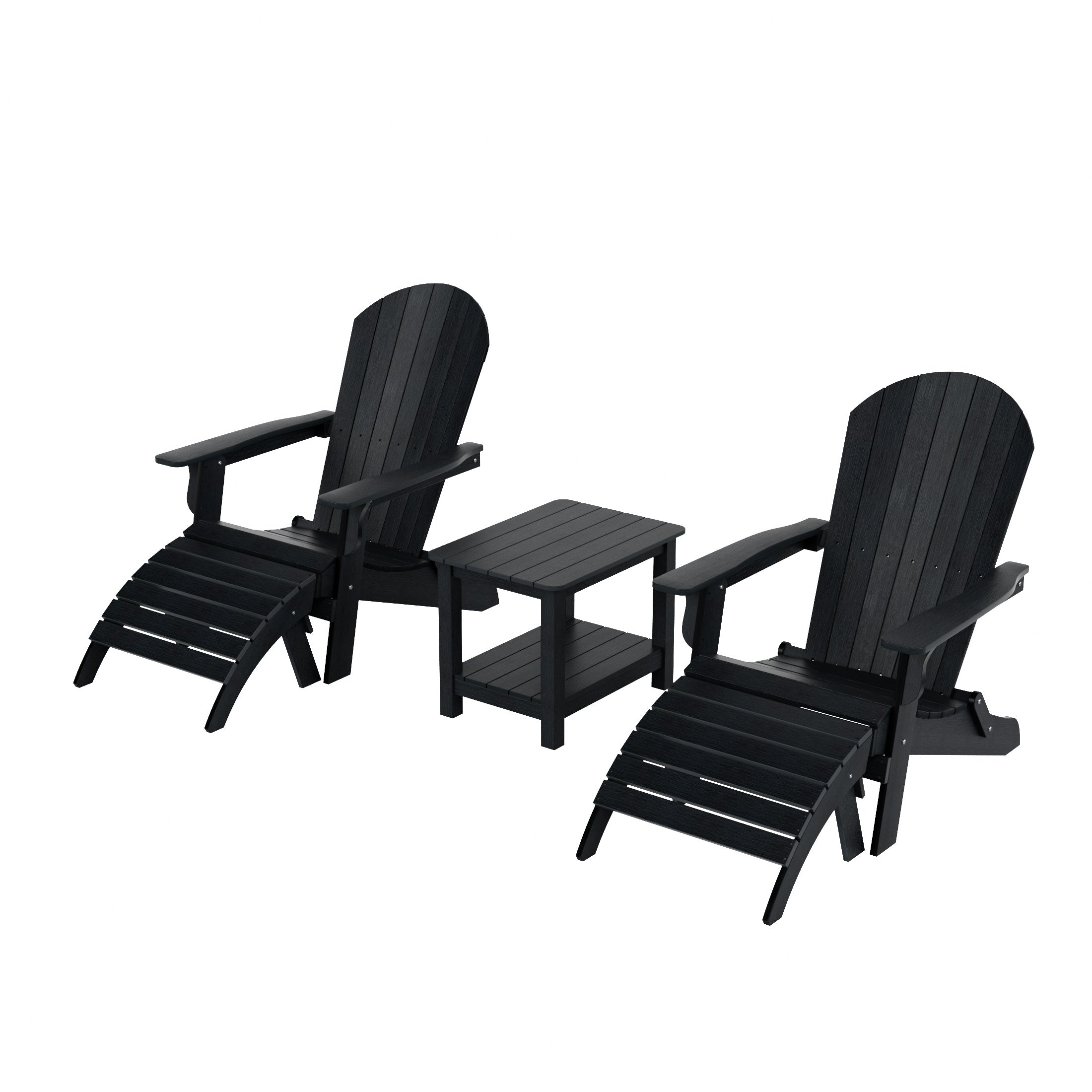 Florence 5-Piece HIPS Outdoor Folding Adirondack Seashell Chair With Folding Ottoman And Side Table