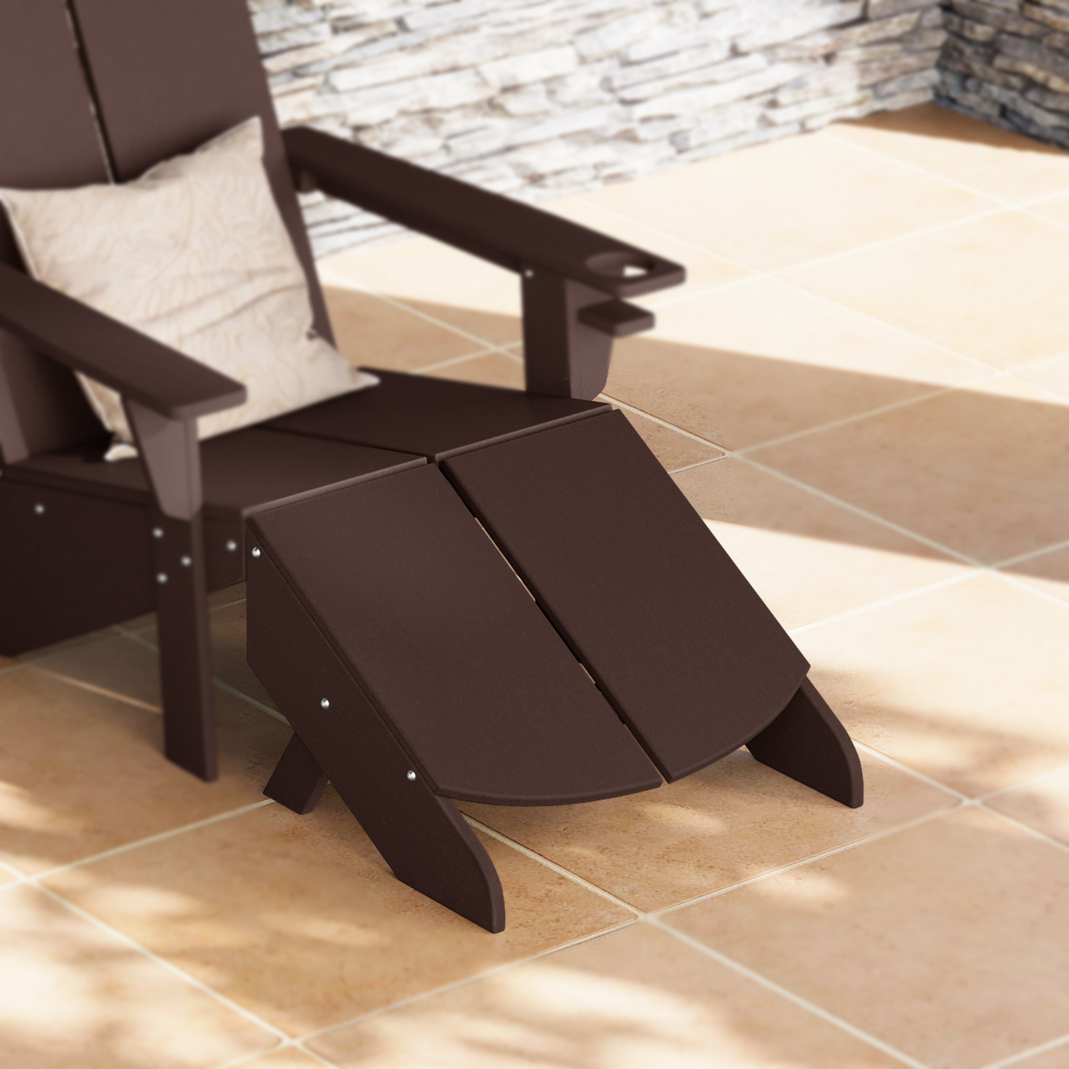 Seaview Modern HDPE Plastic Folding Patio Adirondack Ottoman