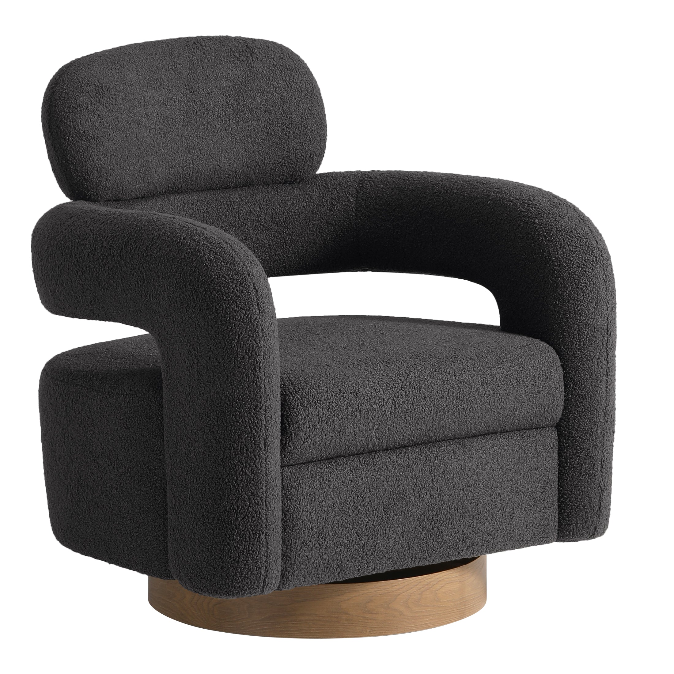 Celine Mid-Century Modern Sherpa Swivel Barrel Accent Chair (Set of 2)