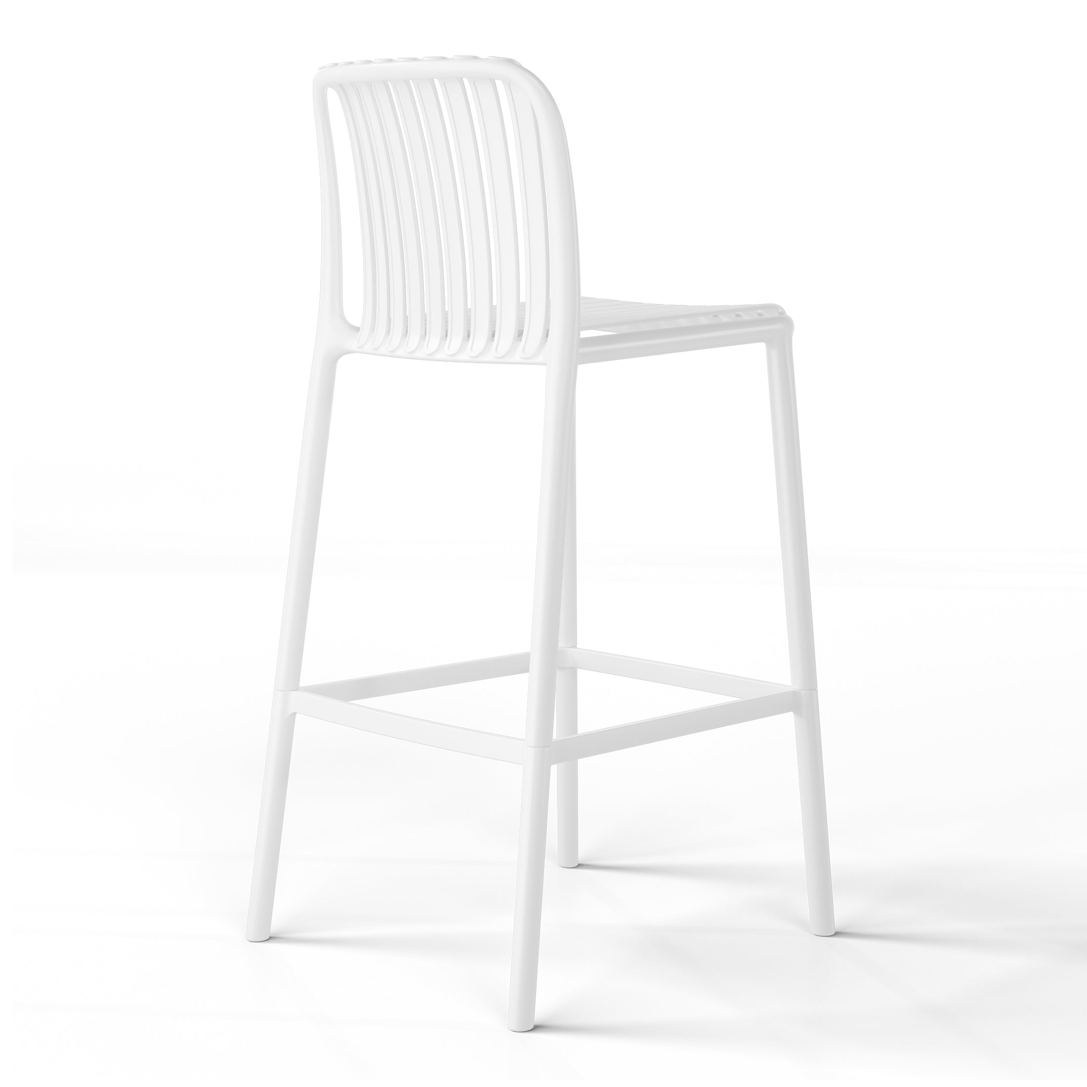 Sunshine 29.5" Outdoor Modern Polypropylene Plastic Patio Bar Height Stools (Set of 2)