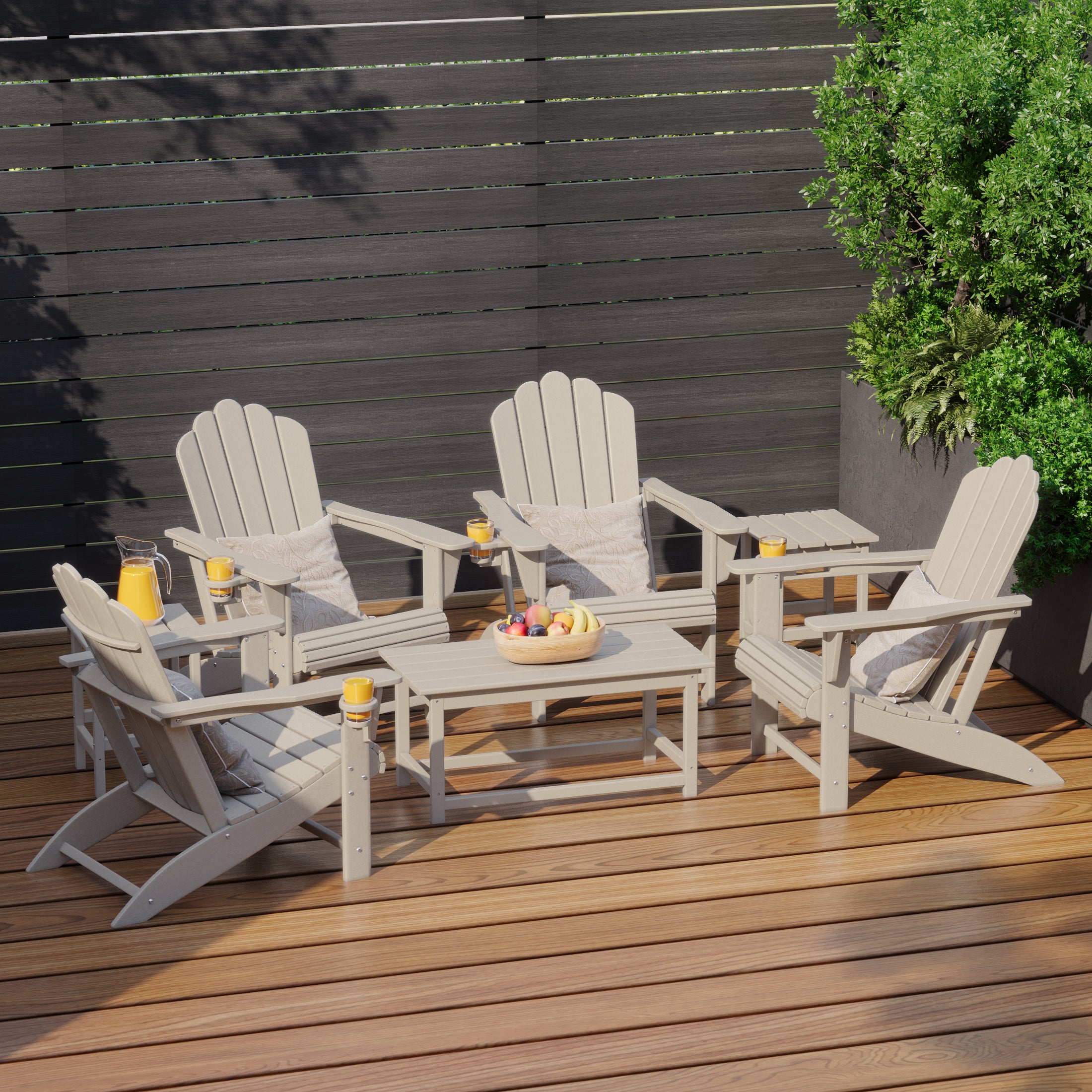 Lakeview 7-Piece HDPE Outdoor Patio Furniture Adirondack Conversation Set