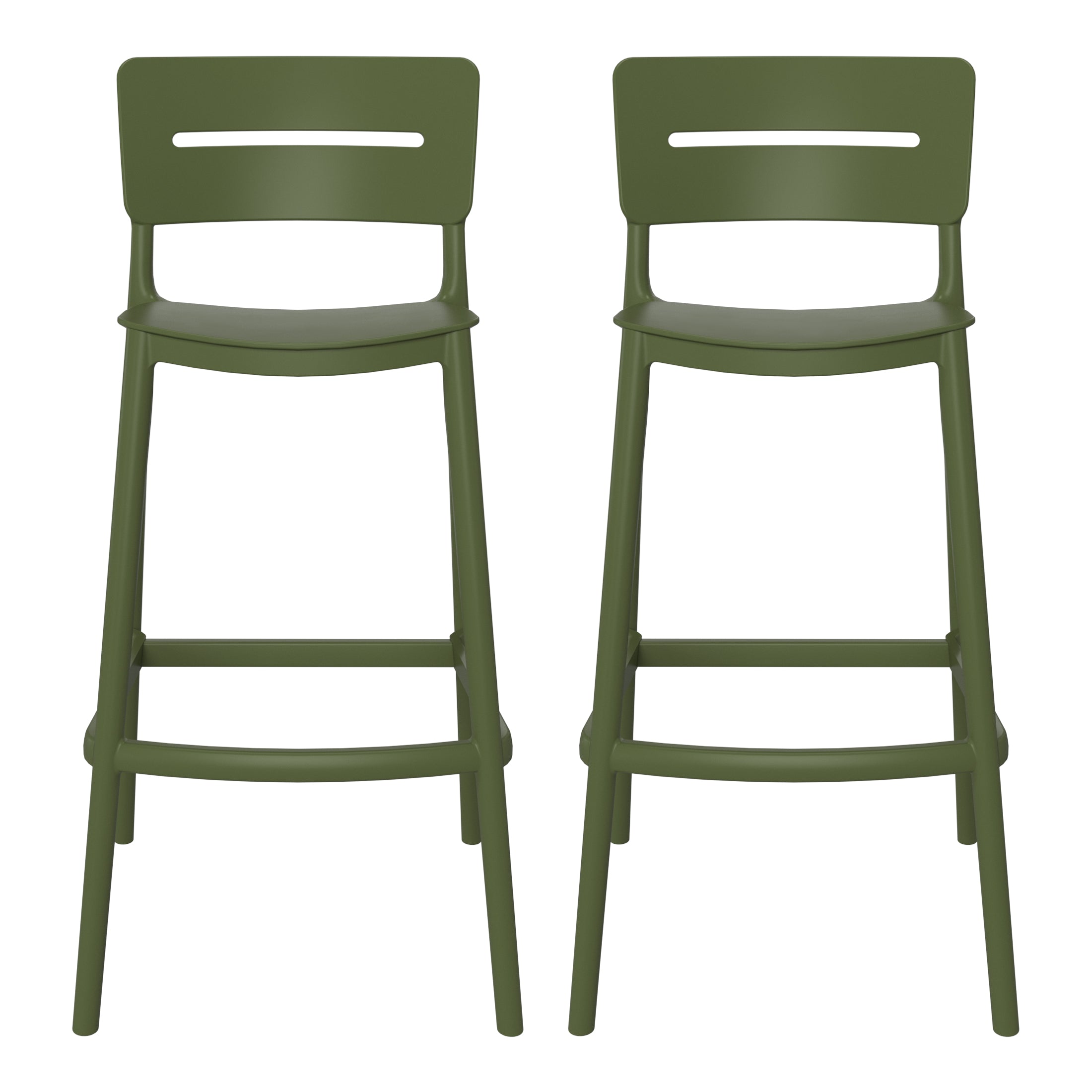 Sunshine Stackable Polypropylene Resin Plastic Outdoor Patio Bar Stools (Set of 2)
