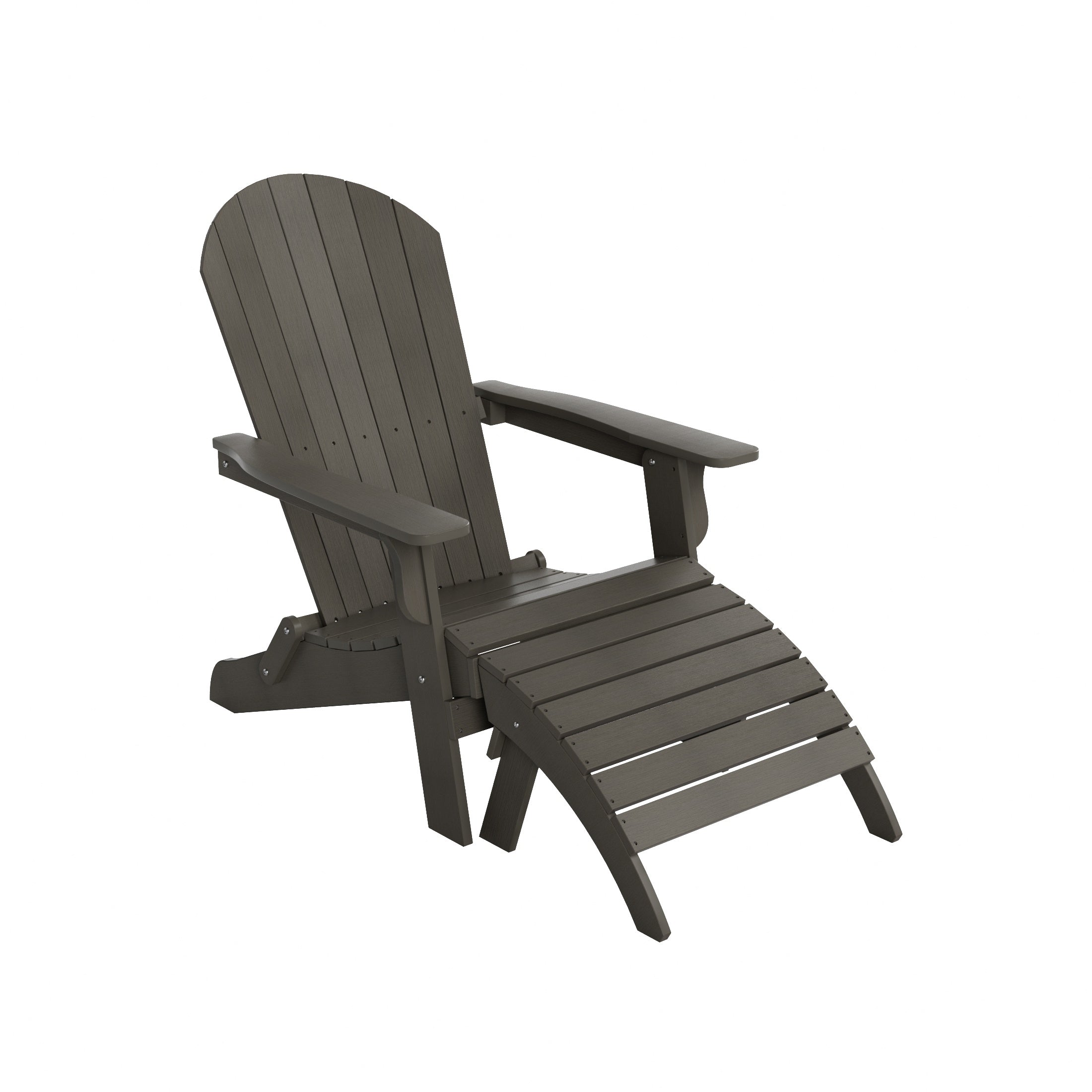 Florence 2-Piece HIPS Outdoor Folding Adirondack Seashell Chair With Folding Ottoman