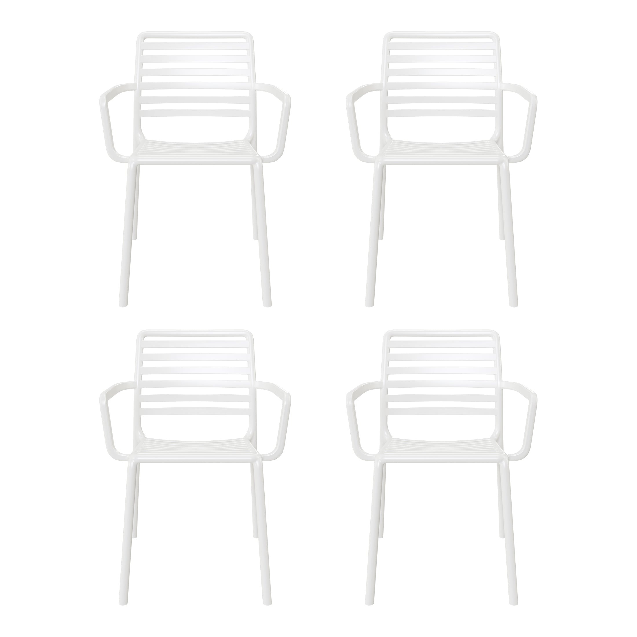 Sunshine Outdoor Stackable Polypropylene Plastic Resin Dining Armchairs (Set of 4)