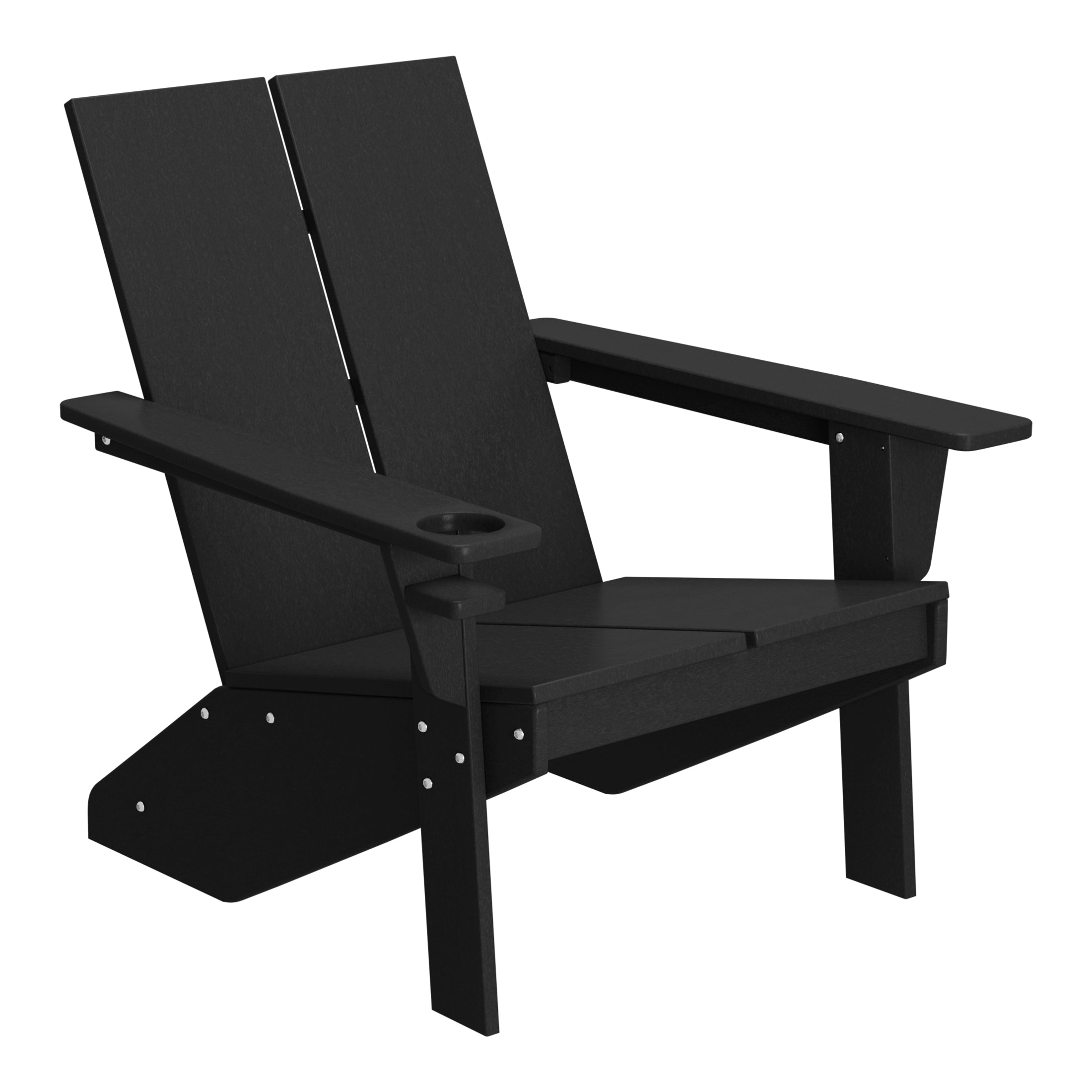 Seaview Outdoor 4-Piece HDPE Modern Adirondack Chairs Set with Folding Patio Ottomans and Cup Holder