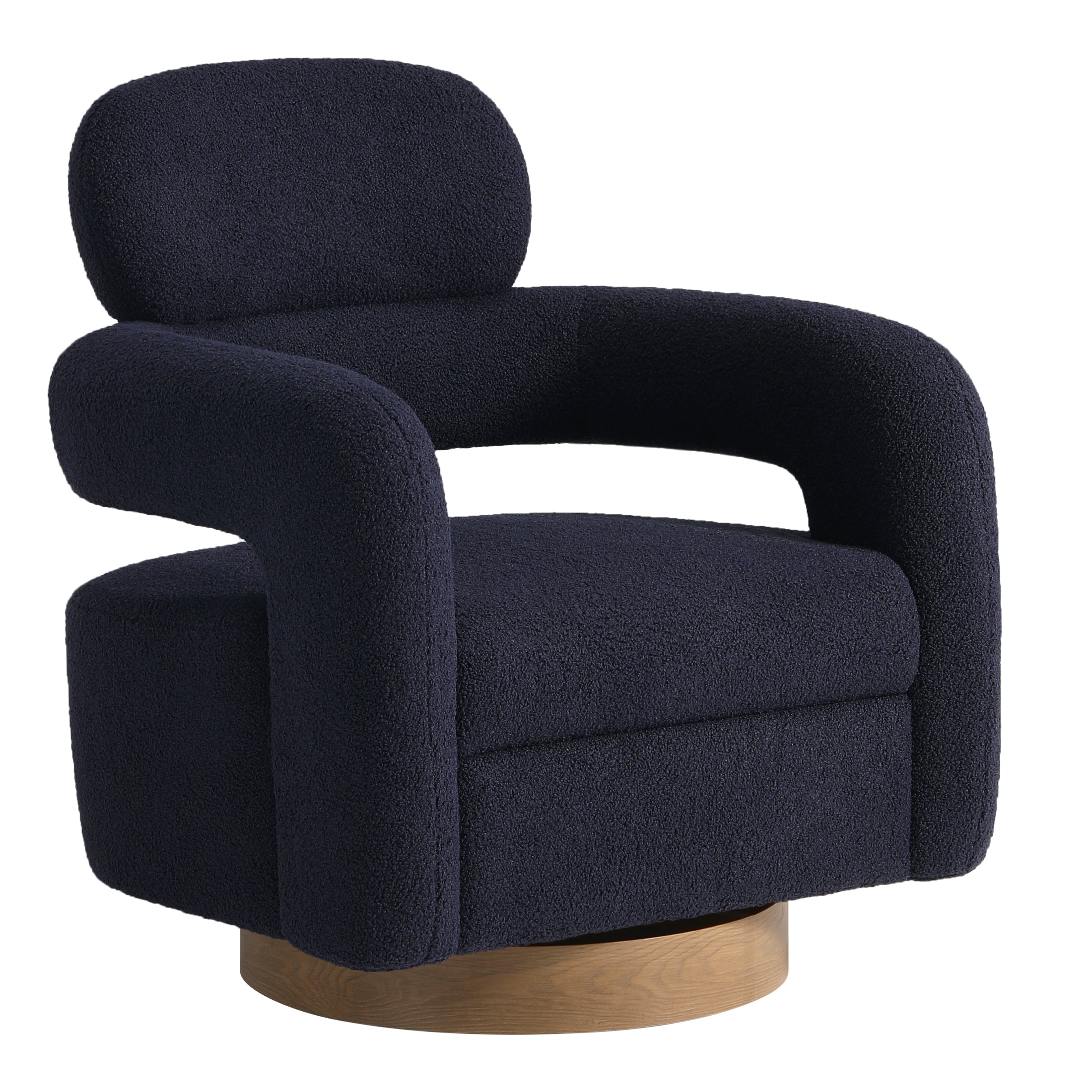 Celine Mid-Century Modern Sherpa Swivel Barrel Accent Chair With Storage Ottoman