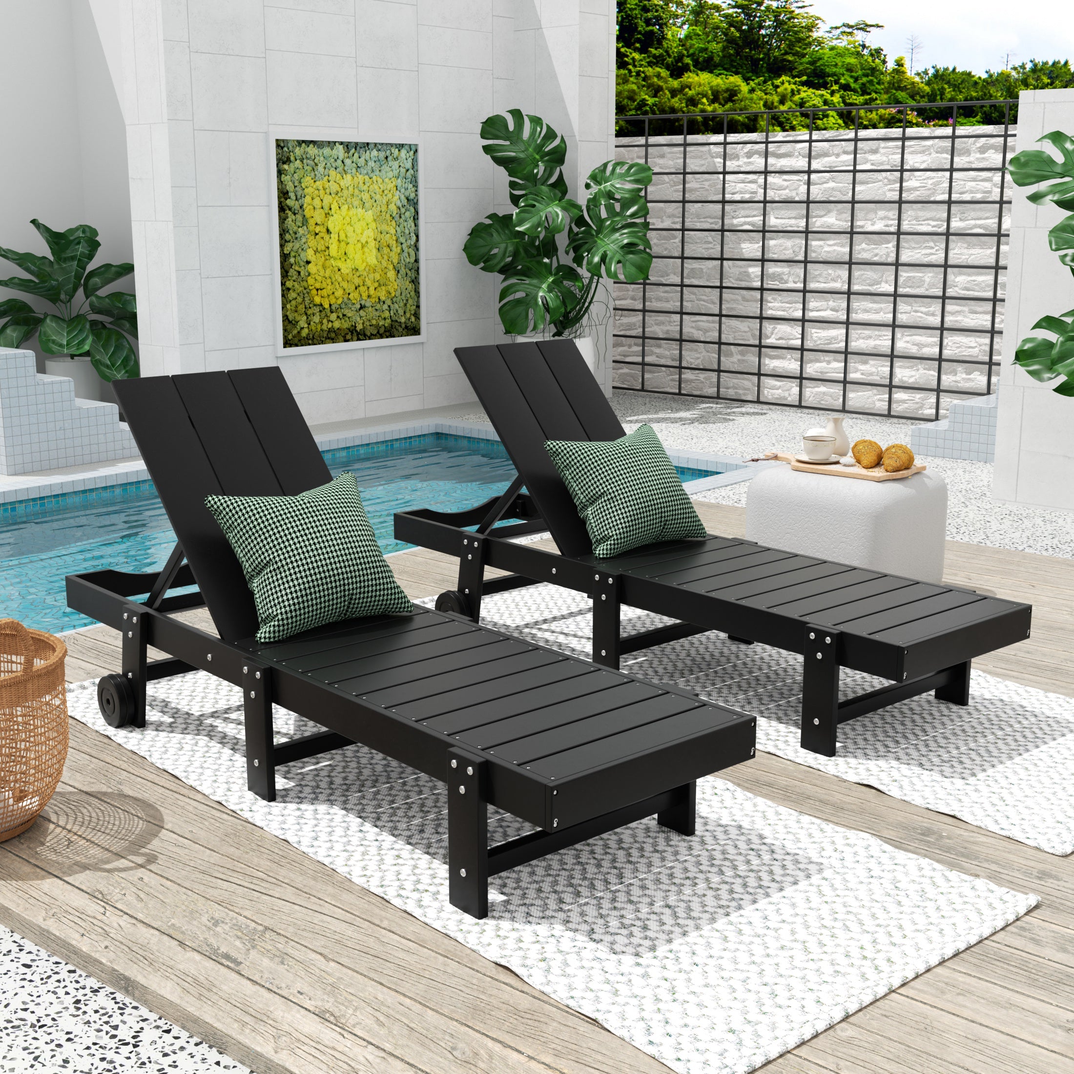 Palms Modern Poly Reclining Chaise Lounge With Wheels