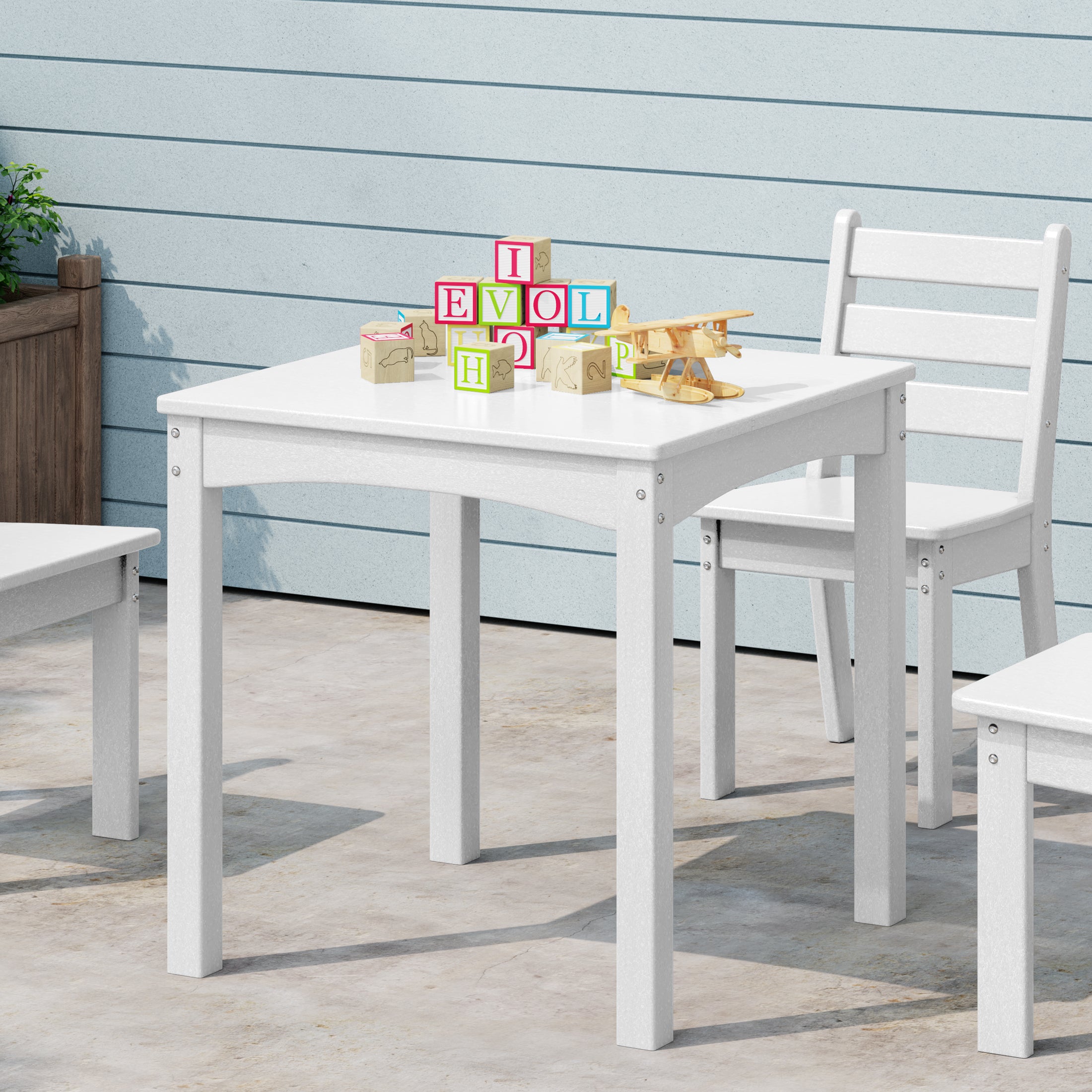 Playhouse Kids 24" Wide HDPE Plastic Childrens Square Dinner Table