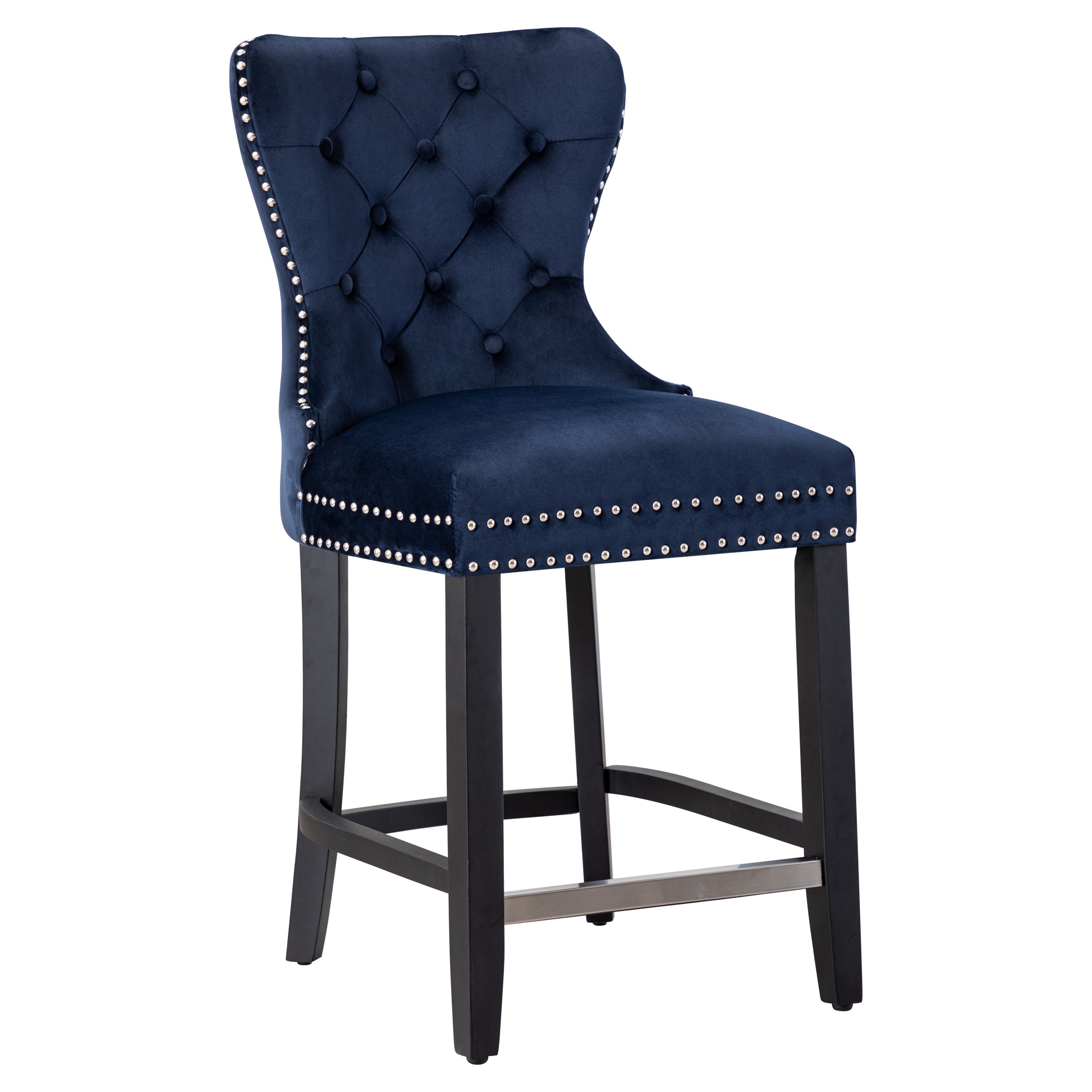 Hank 24" Tufted Velvet Counter Stool, Black