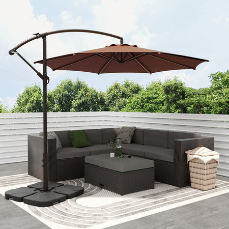 Elm 10 Ft Cantilever Offset Umbrella with 4-Piece Base Weights Included - Costaelm